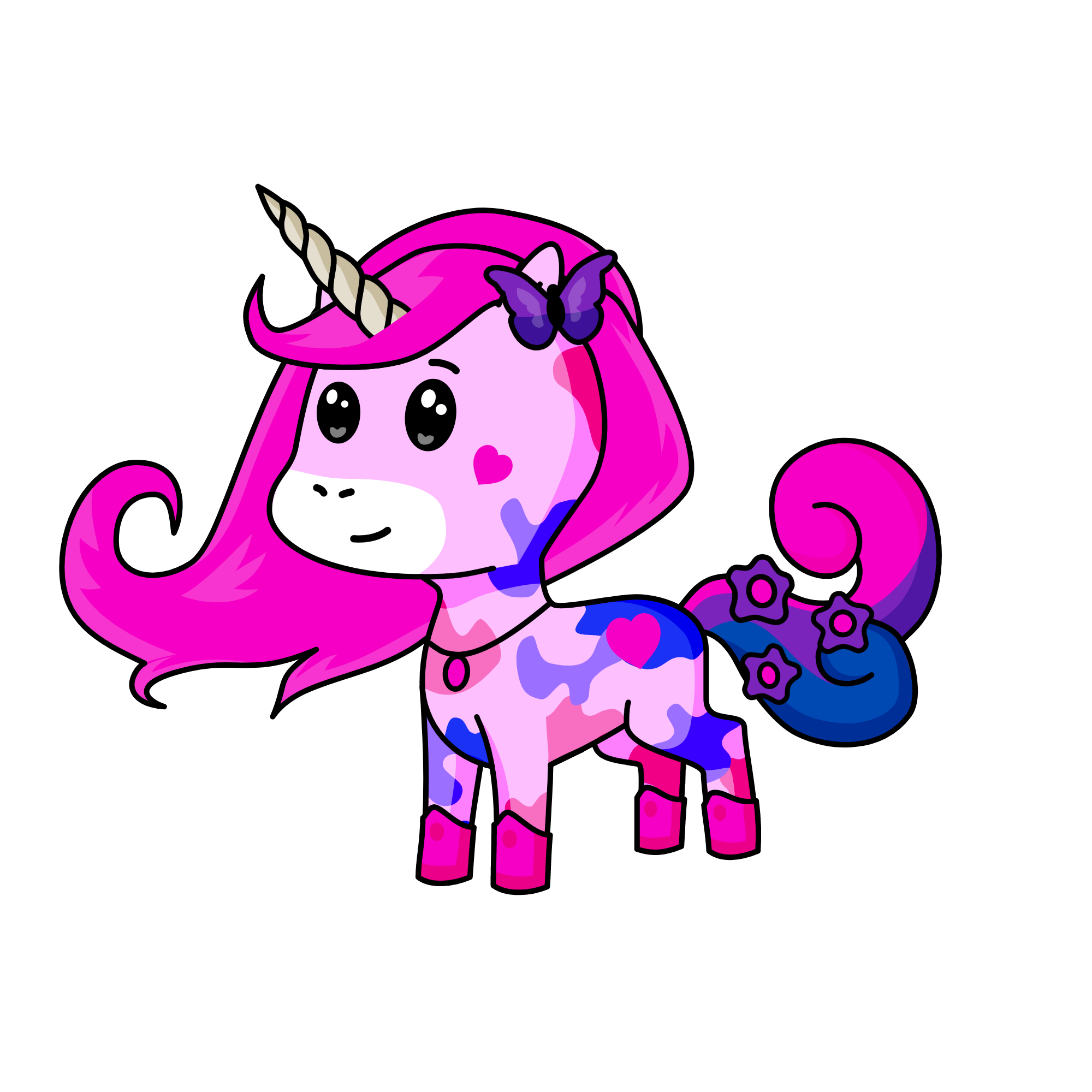 Pink a horse, the unicorn