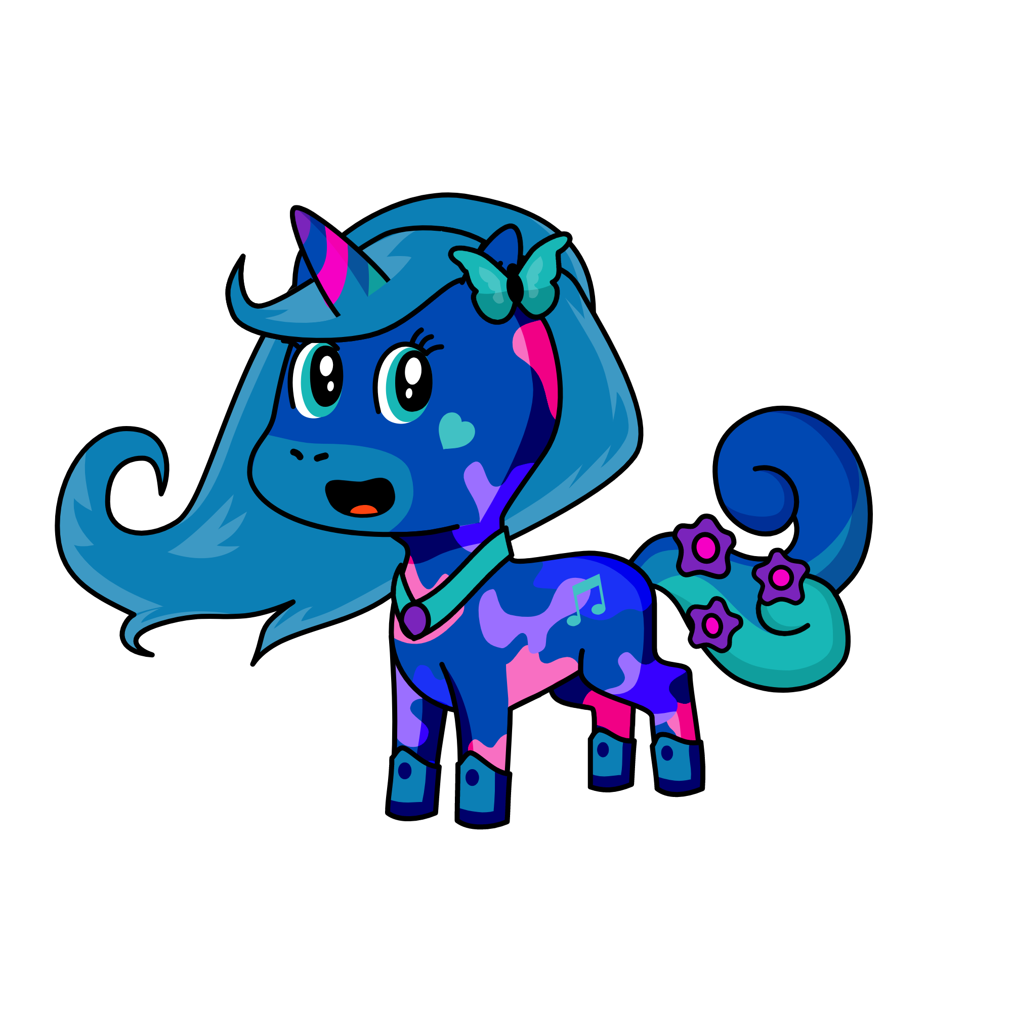 Crystal blue, the unicorn