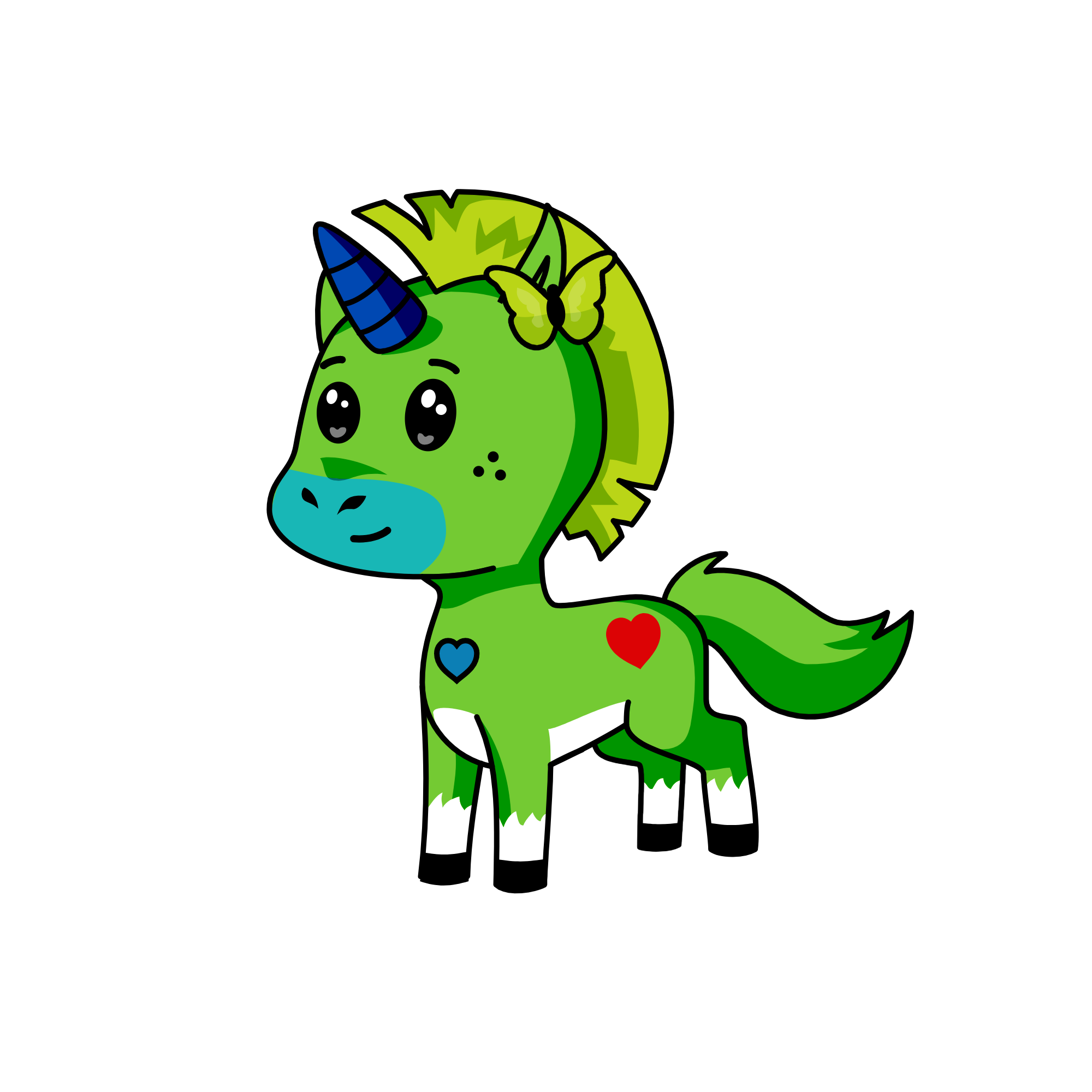 Greenie, the unicorn