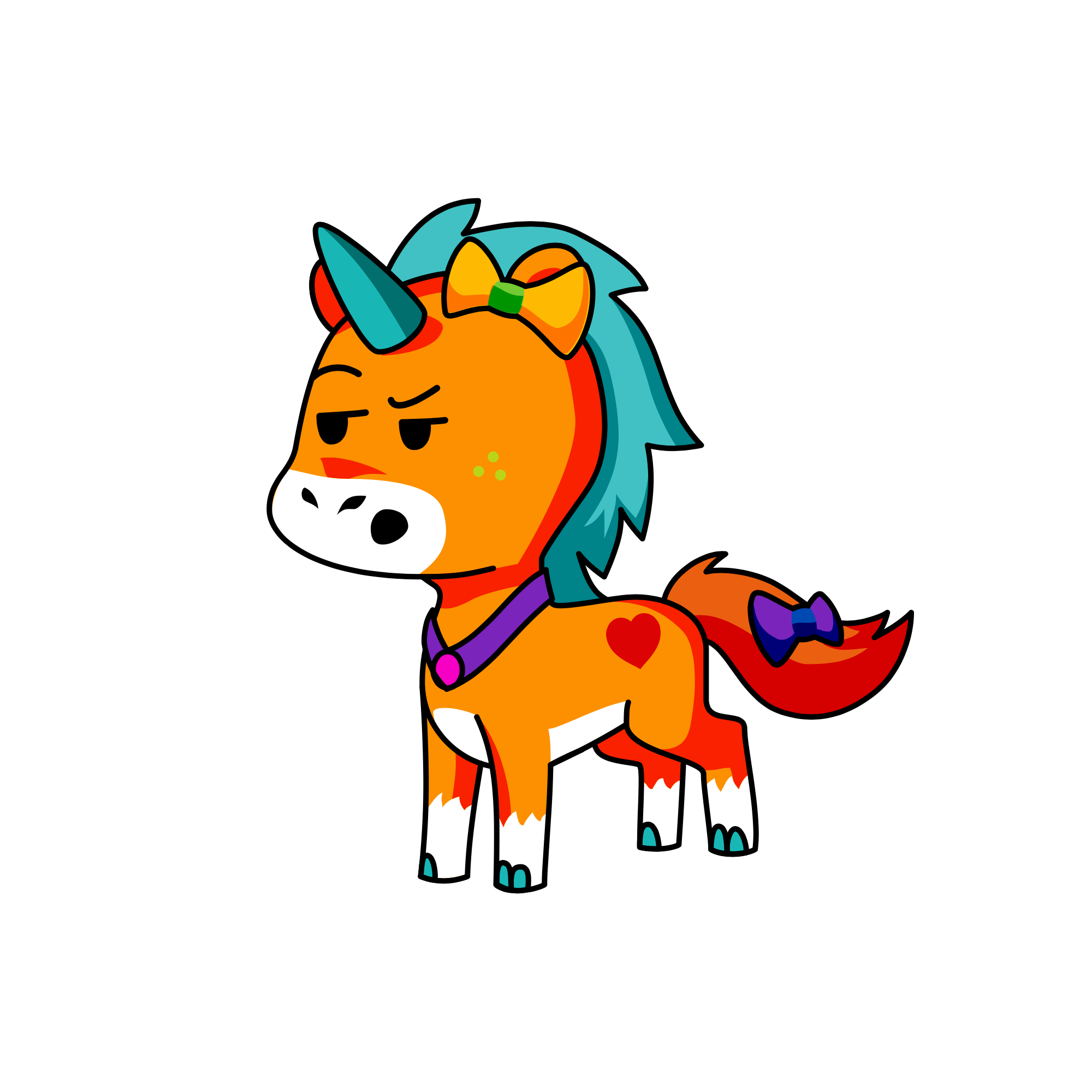 orange, the unicorn