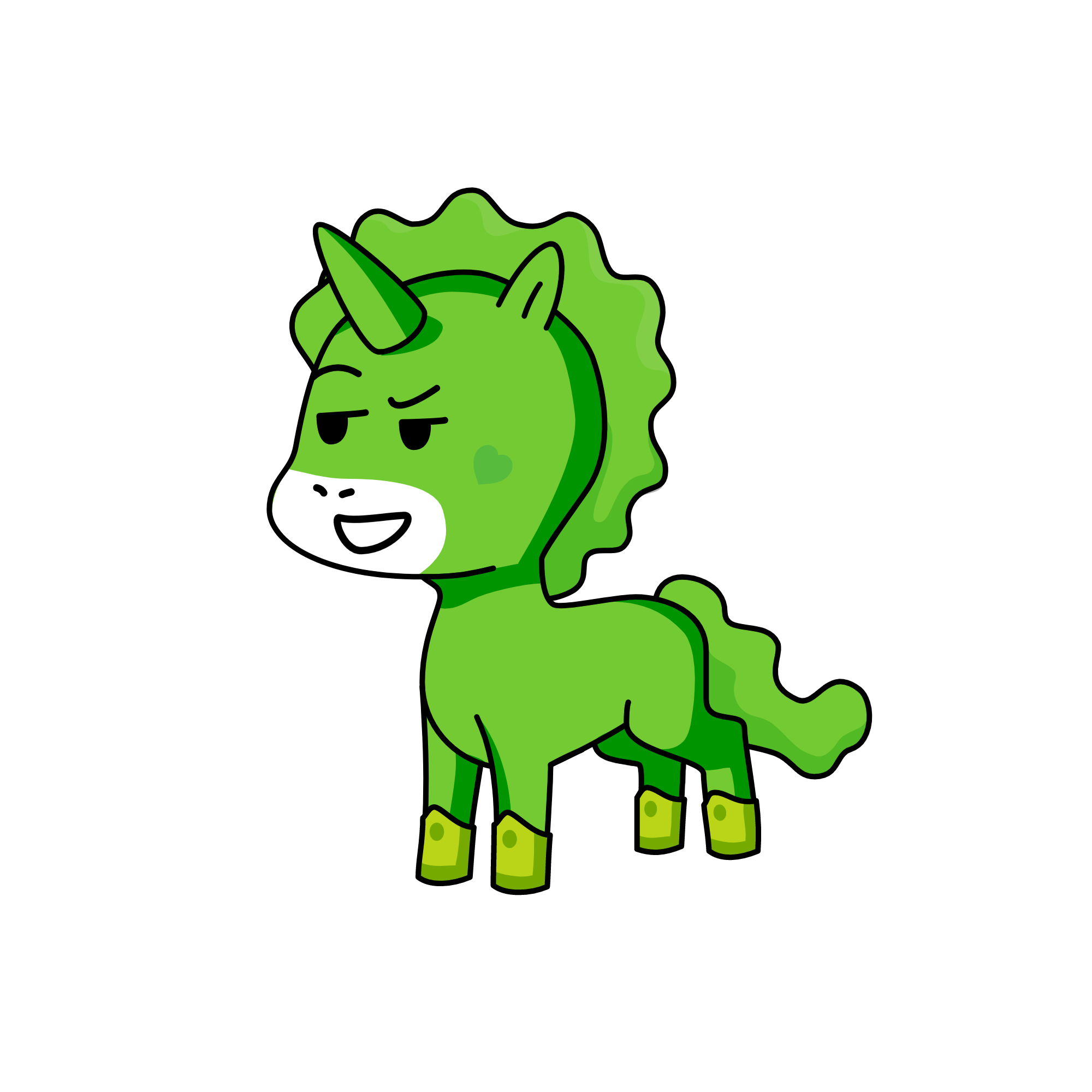 Green, the unicorn