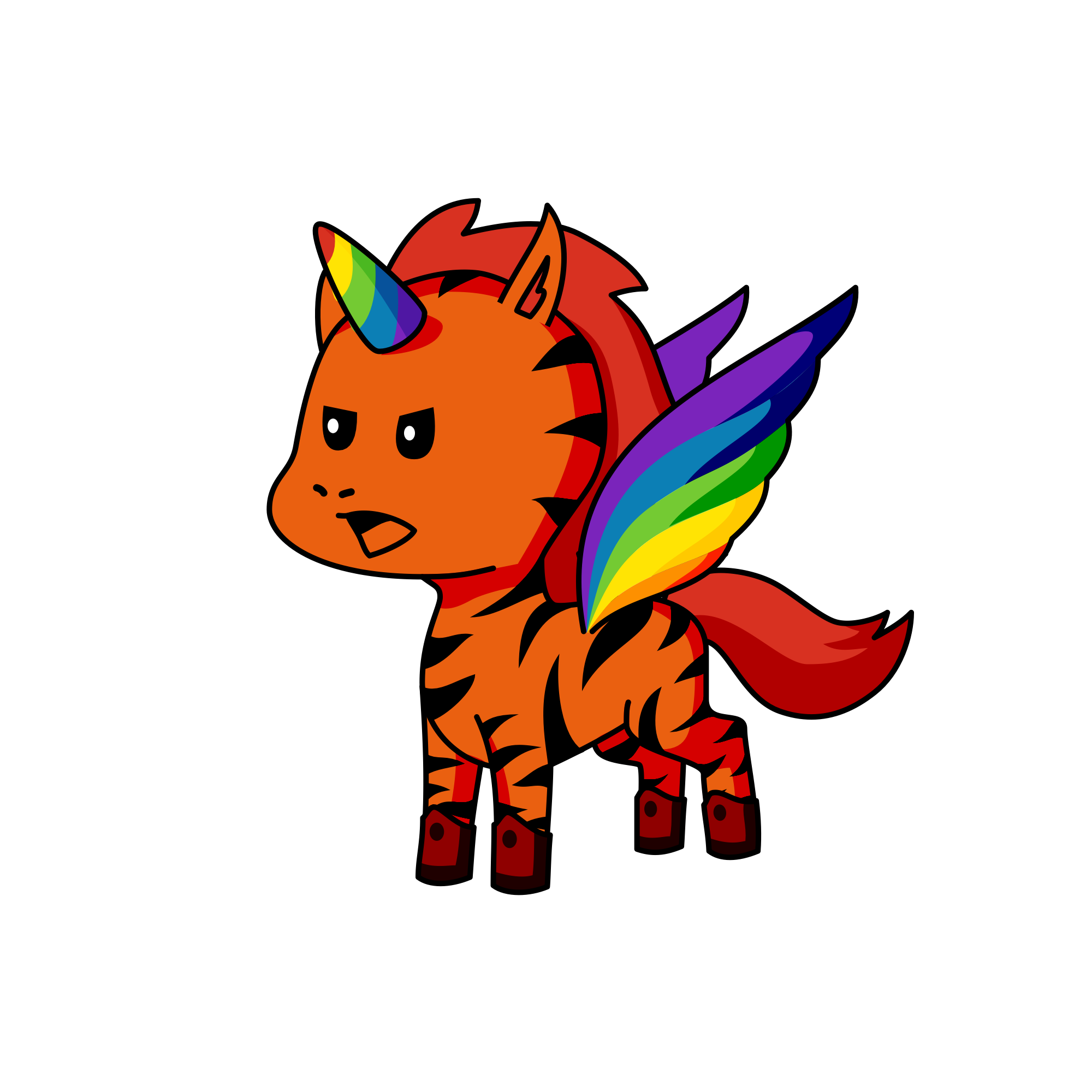 Rainbow tiger, the unicorn
