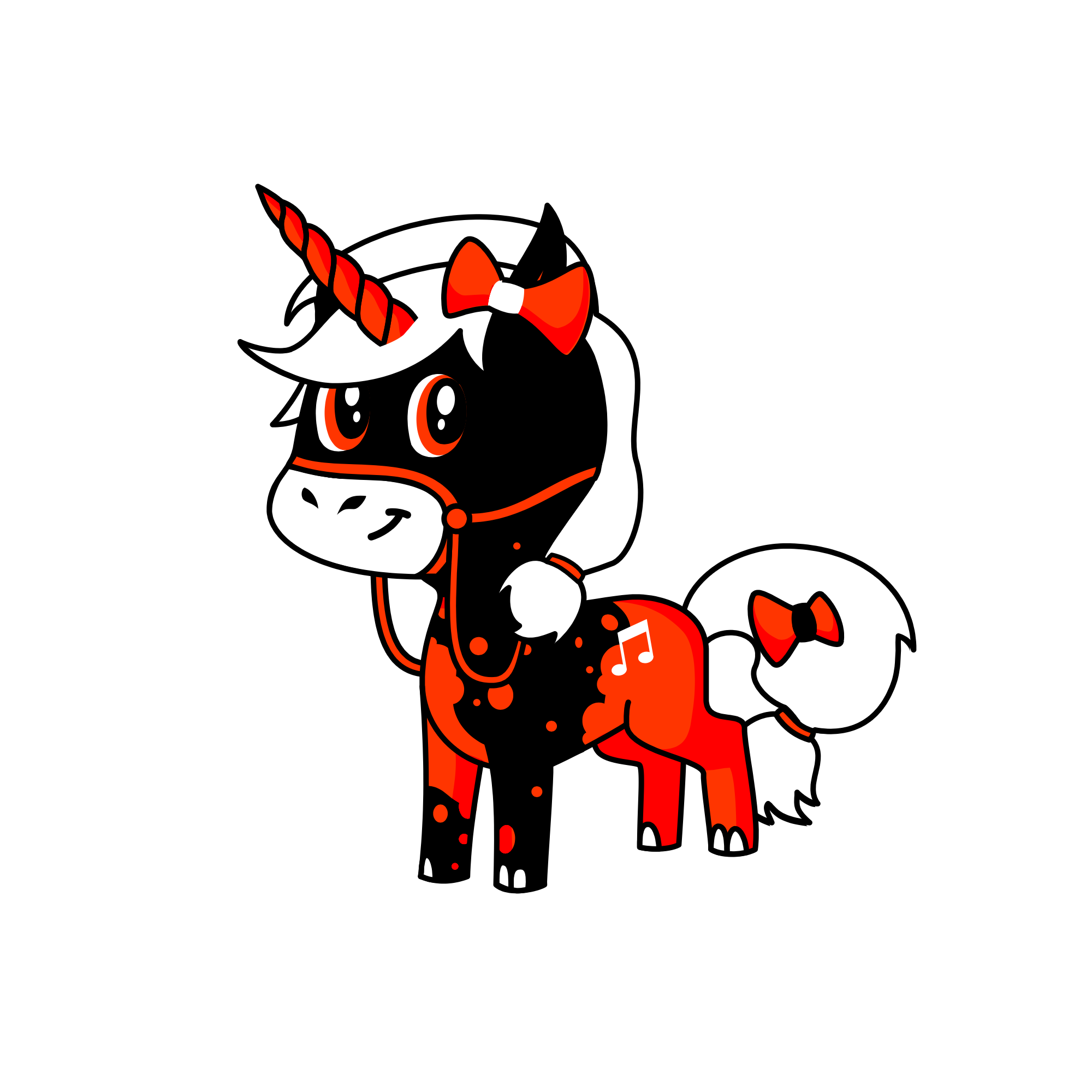 Red bow, the unicorn