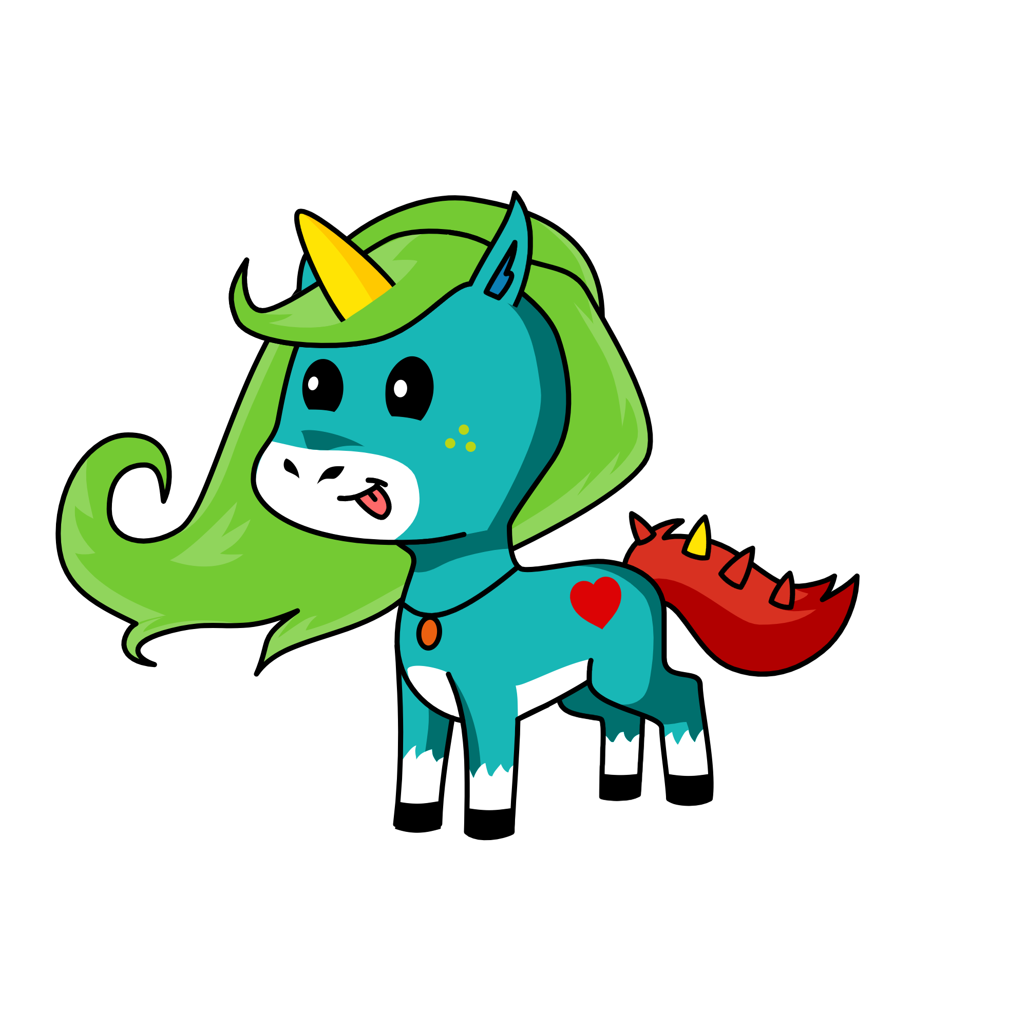green, the unicorn