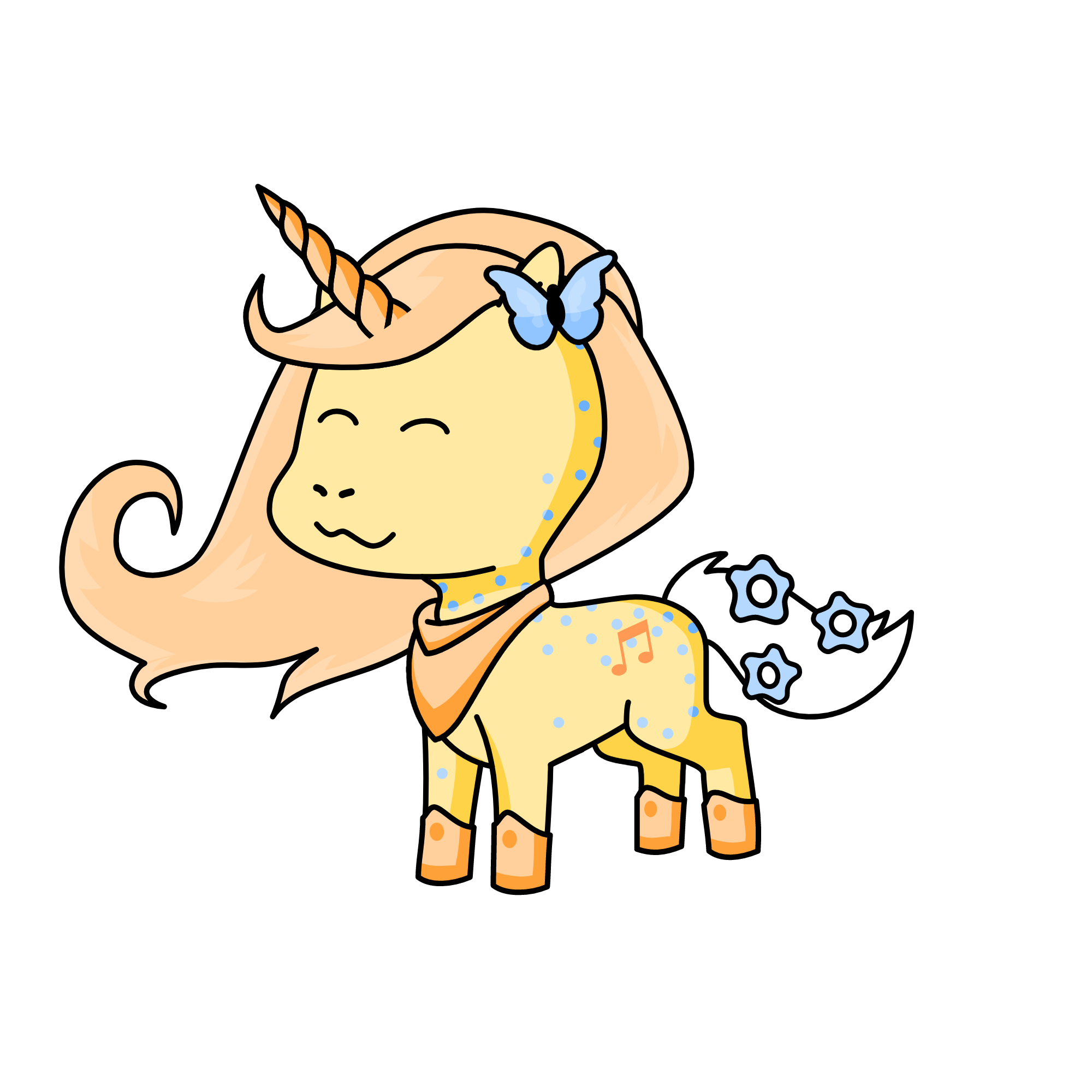 Peachy, the unicorn