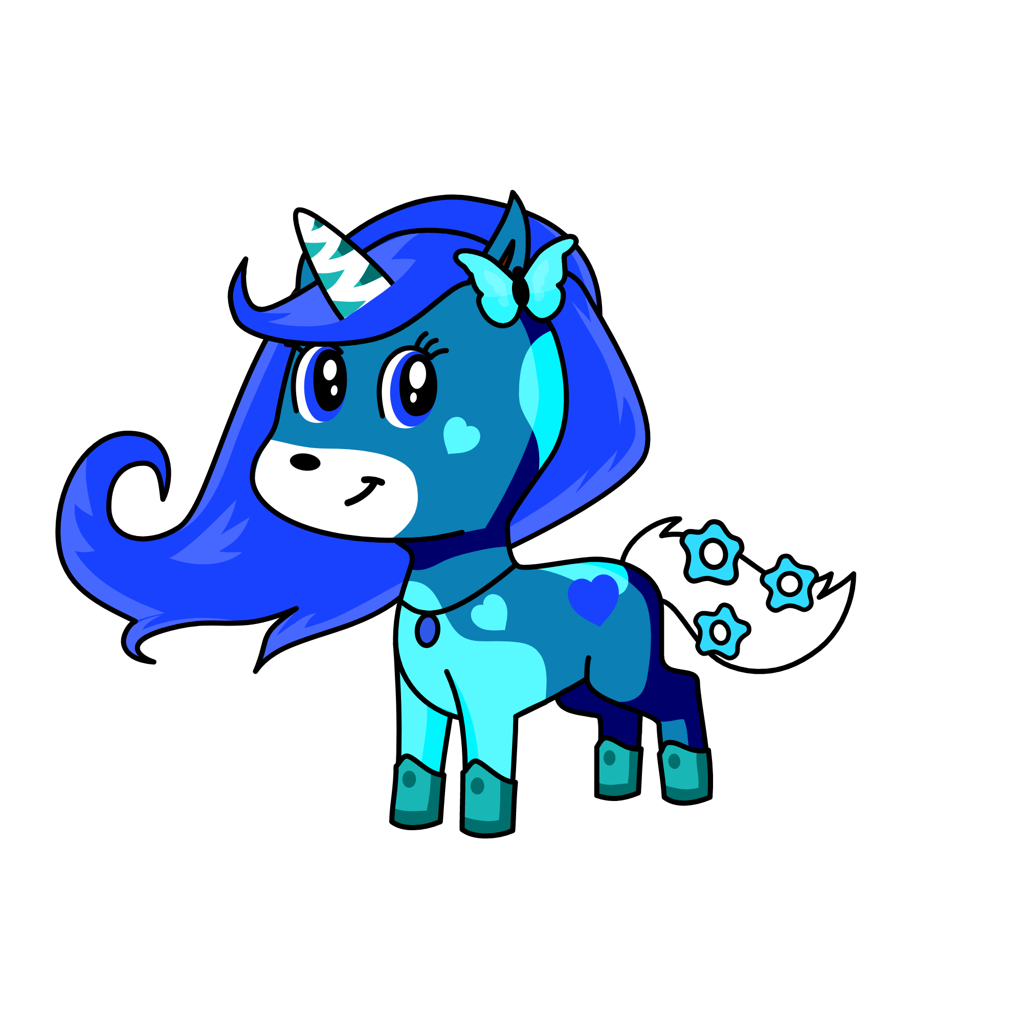 BLUE SHINE, the unicorn