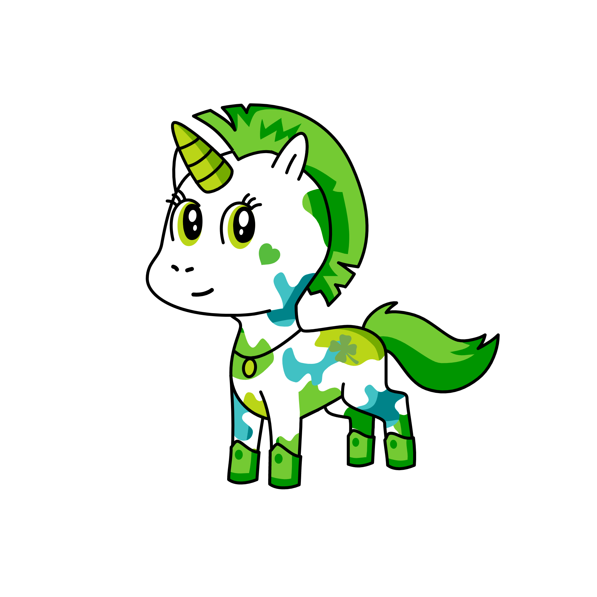 Greenie, the unicorn