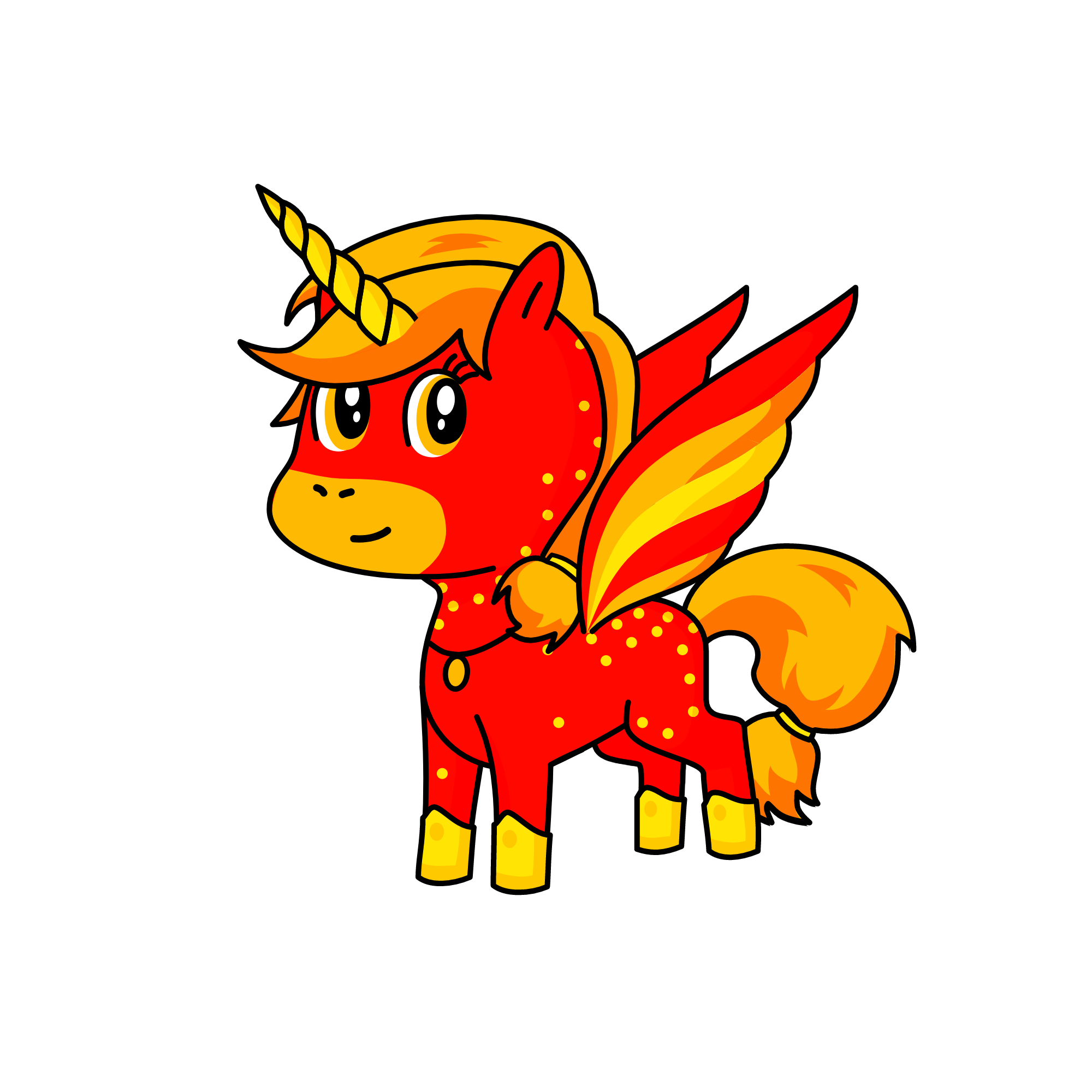 flames, the unicorn
