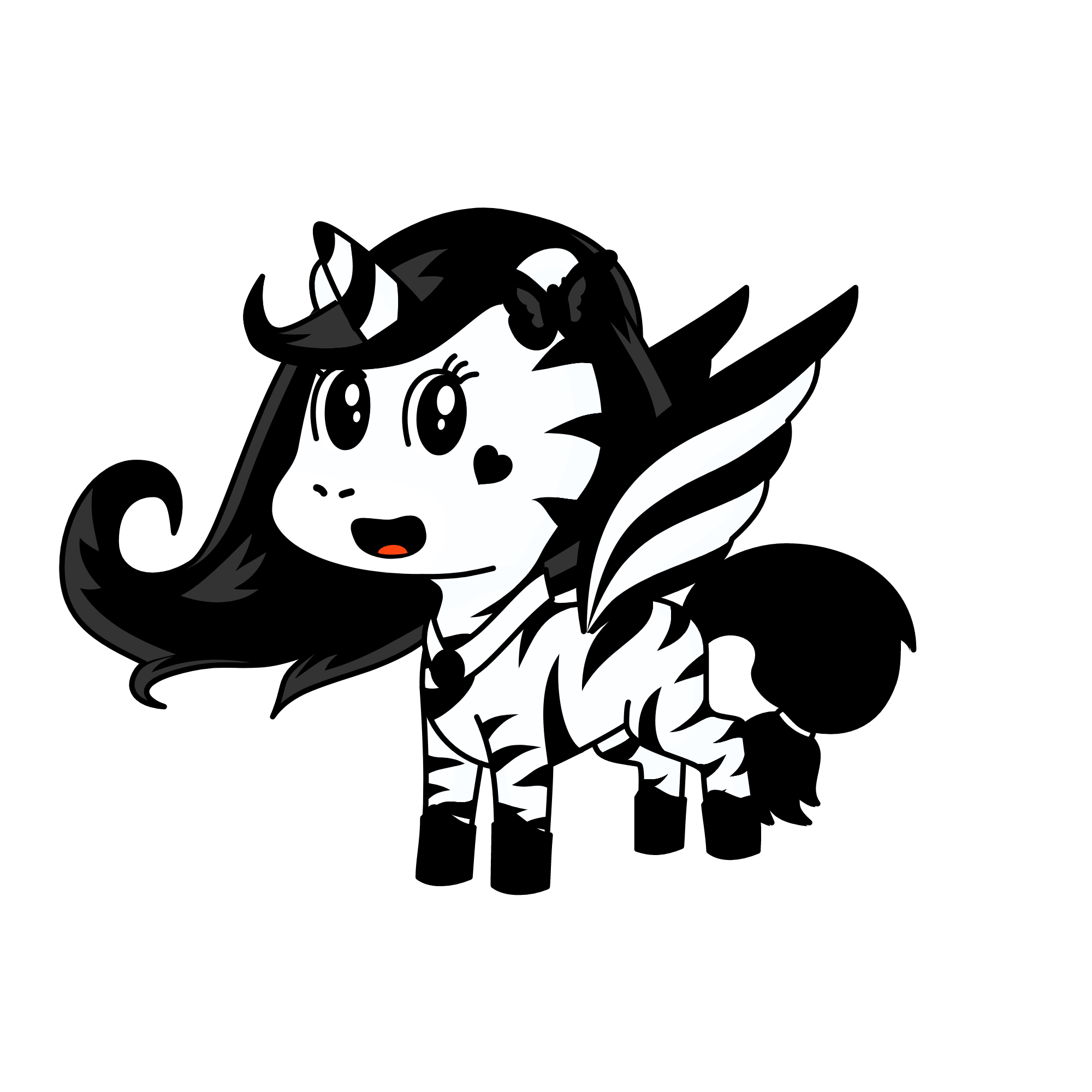 Zebralla Black Anny White, the unicorn