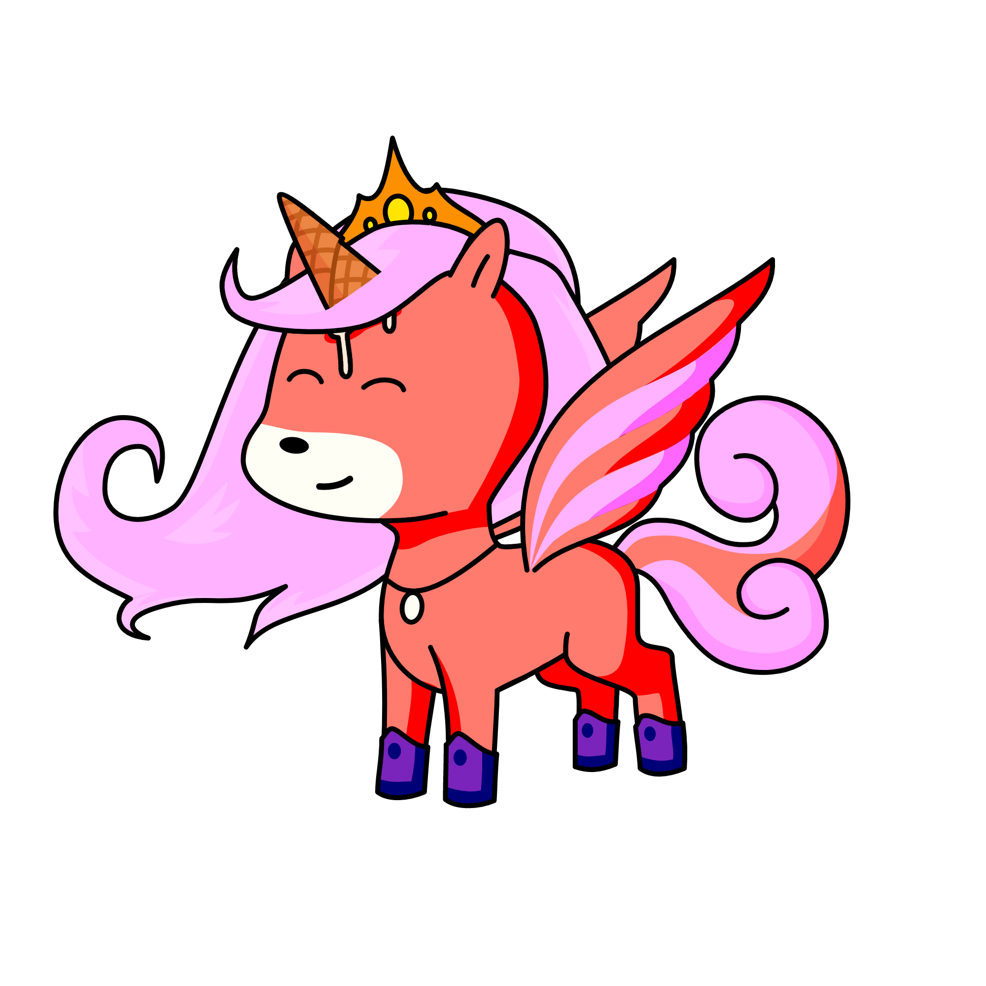 Princess colors (reapet light colors) , the unicorn