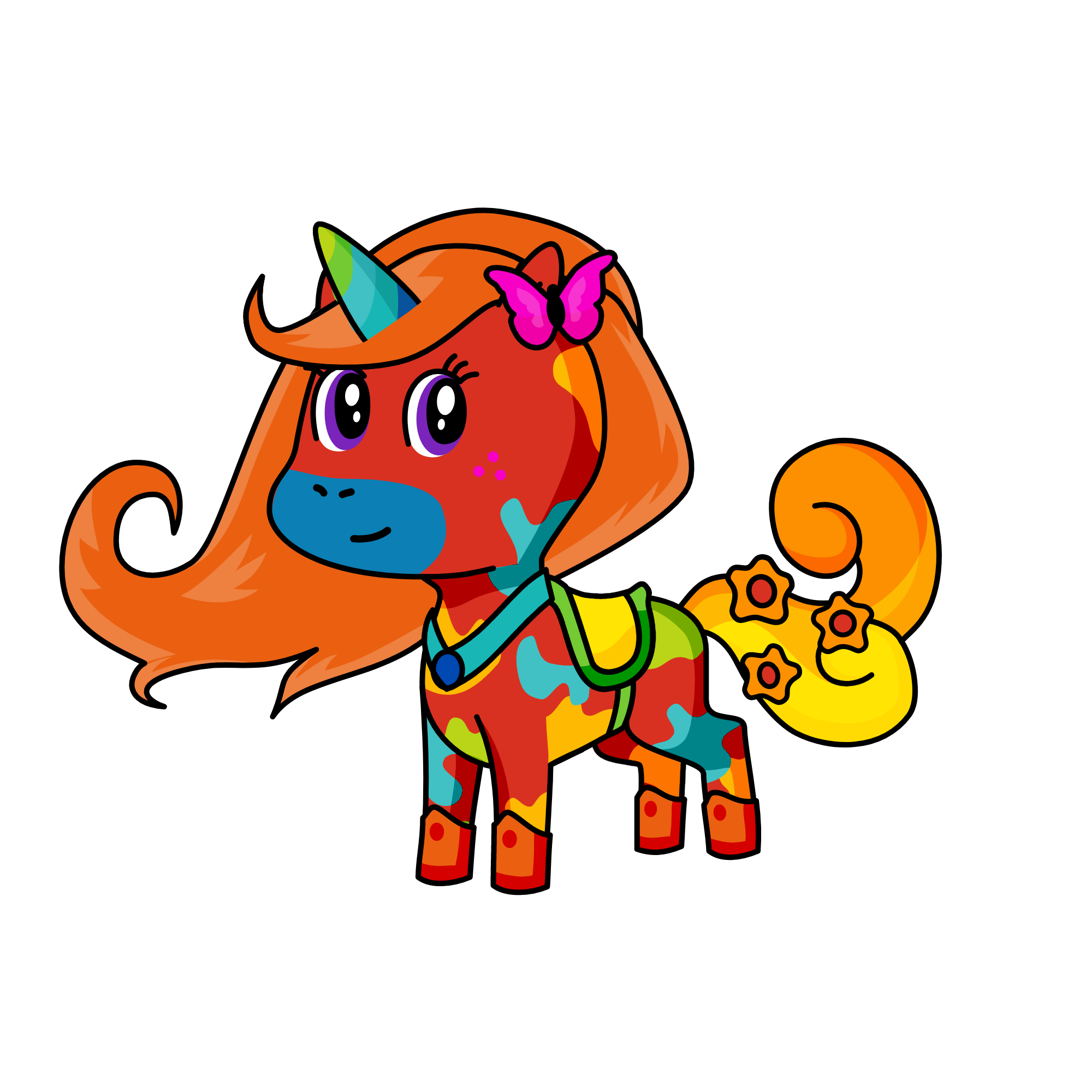 Rainbow sky, the unicorn