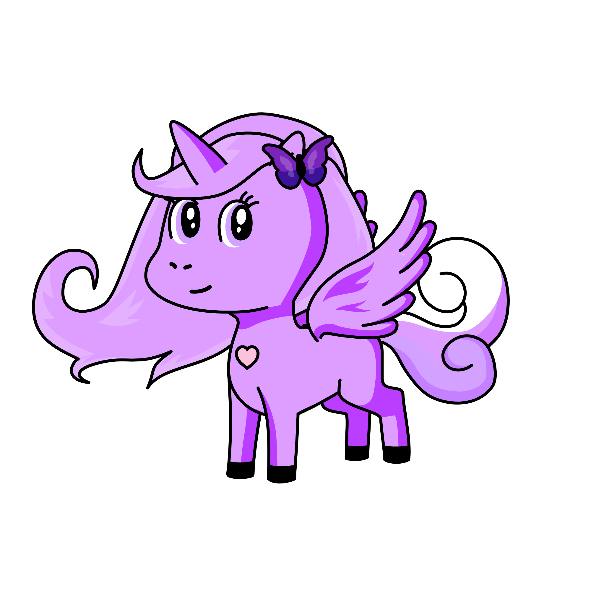 Purple pony, the unicorn