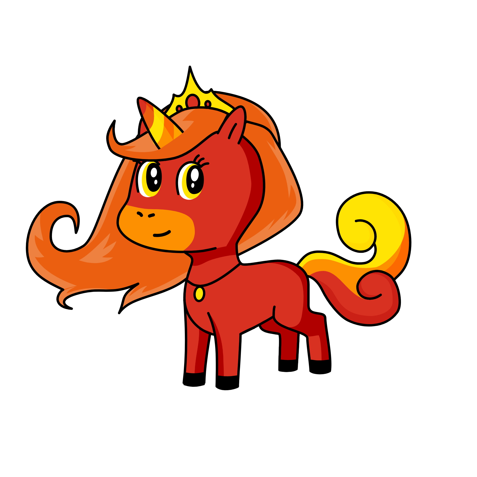 Princess fire horse, the unicorn