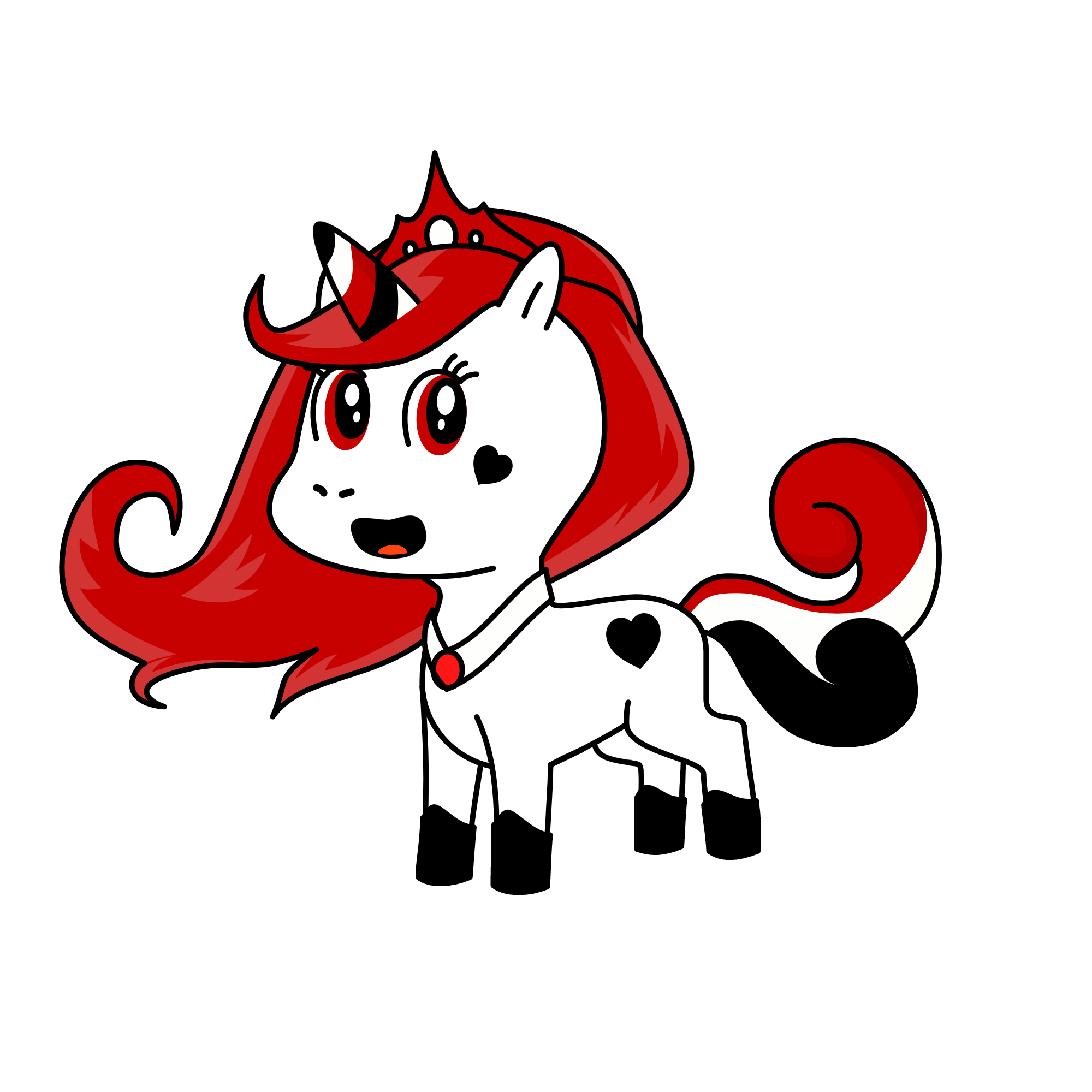 red and black, the unicorn