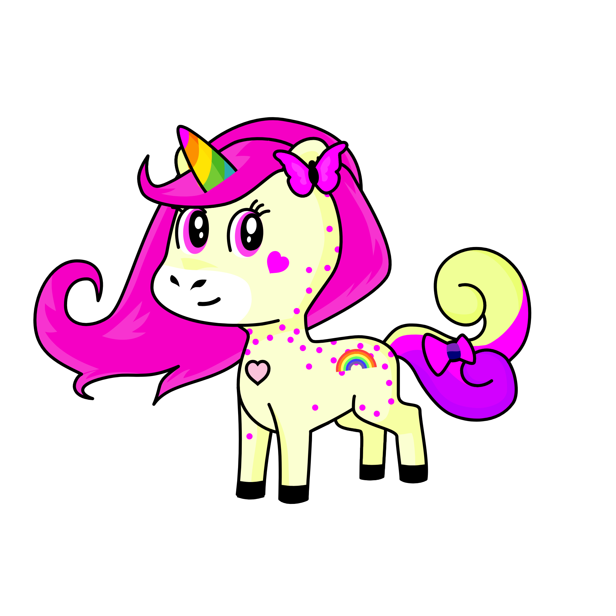 Rainbow hearts, the unicorn