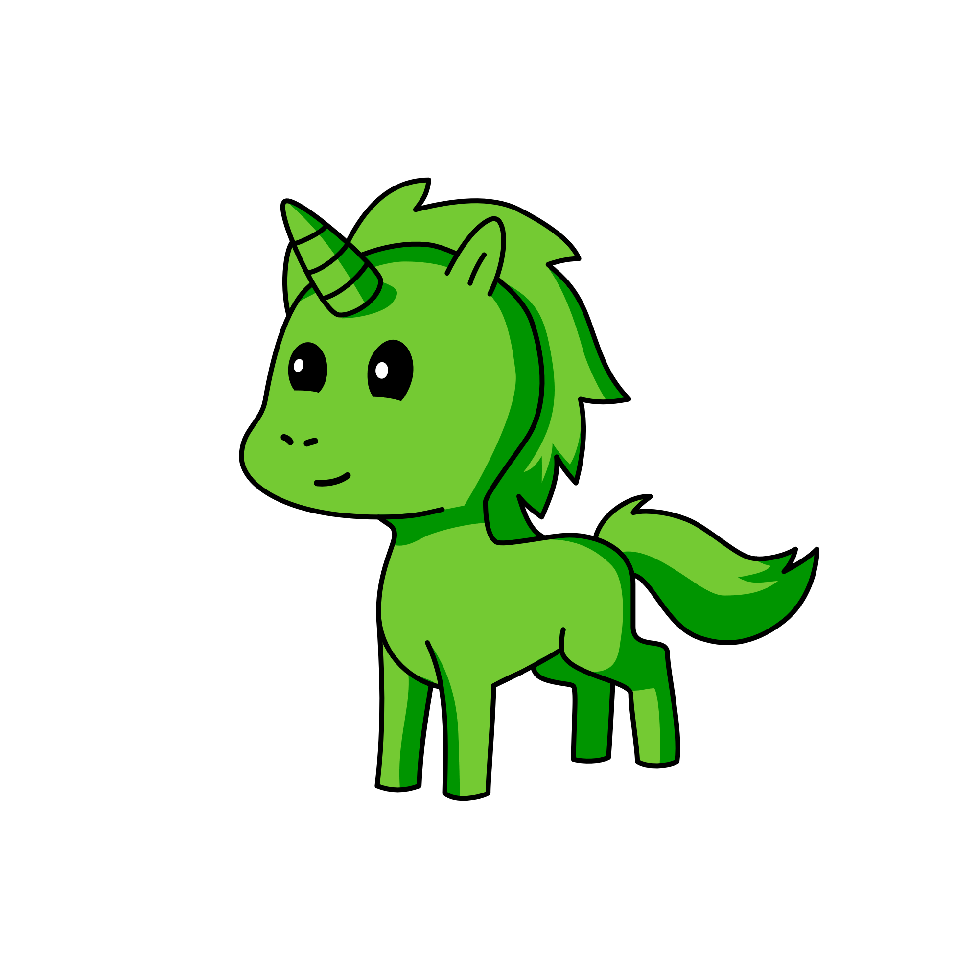 Green, the unicorn