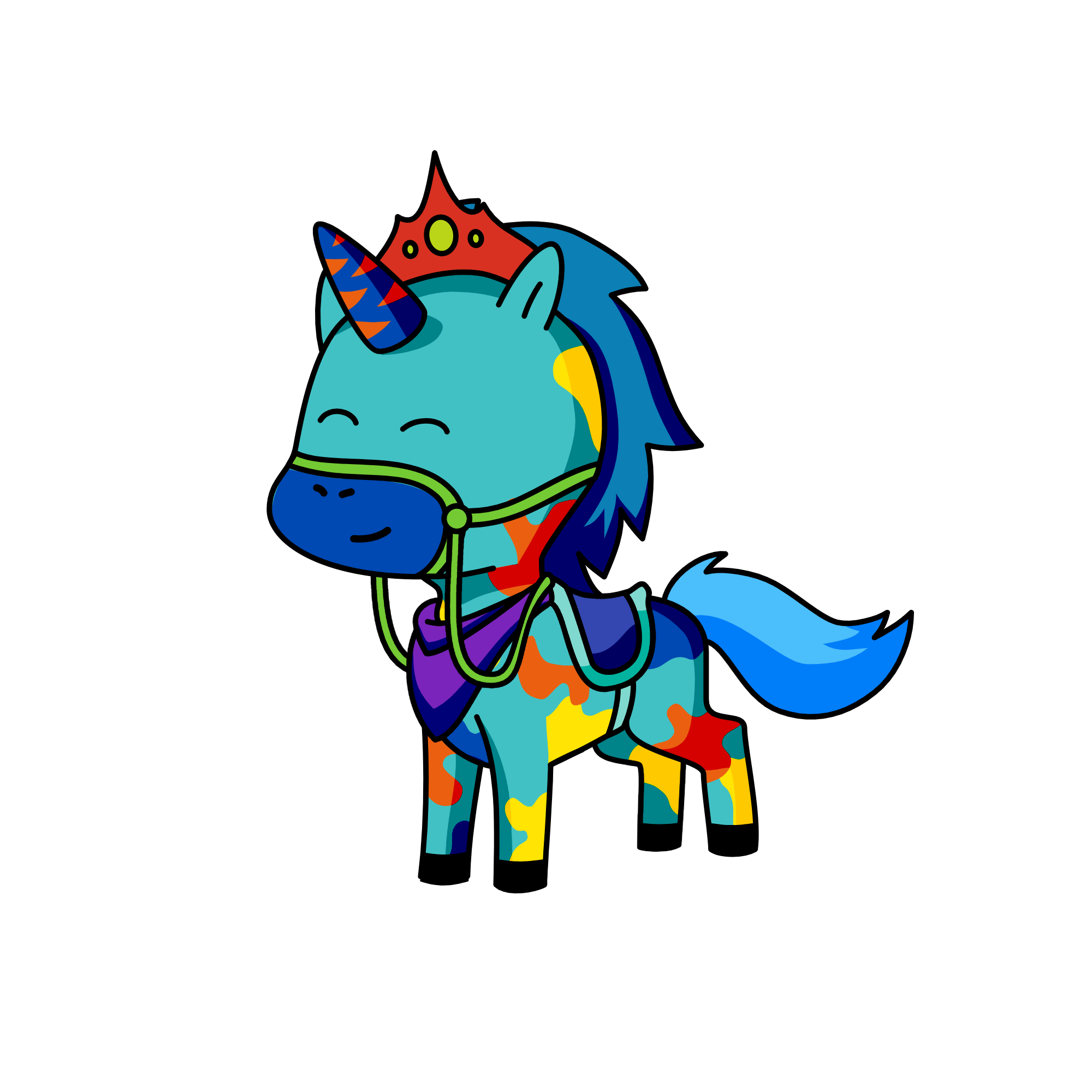 Blue Face, the unicorn