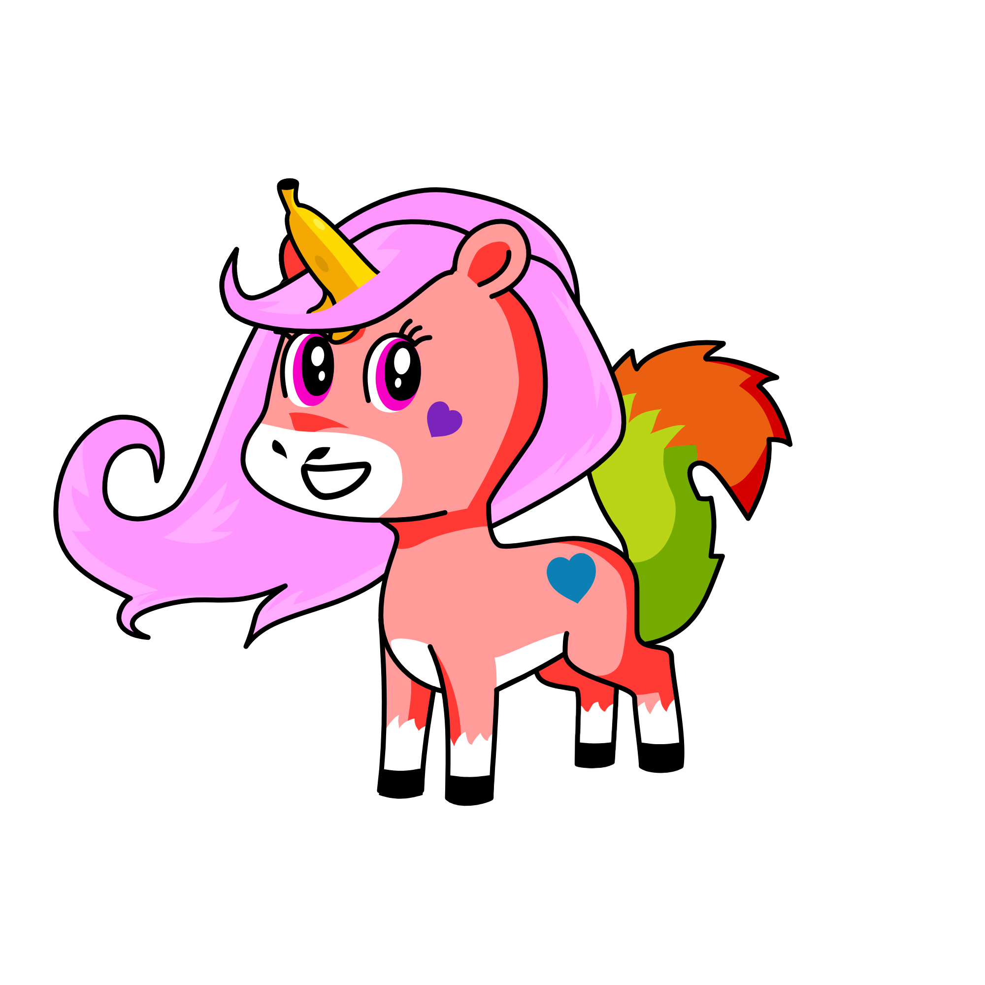 to the horn, the unicorn