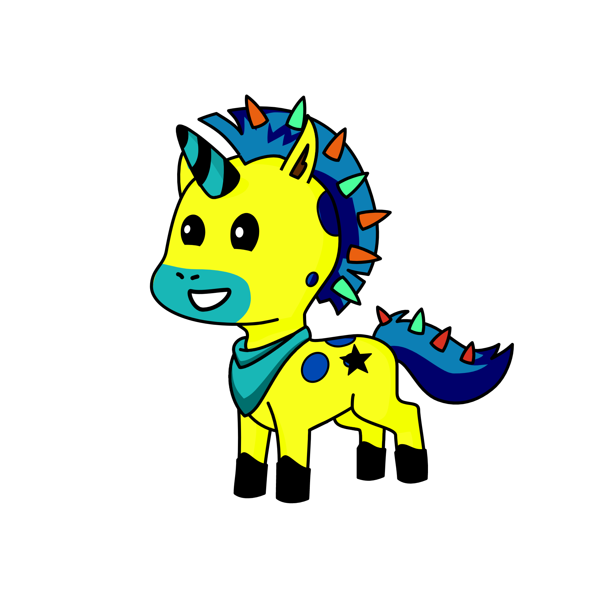 Blue Spikey, the unicorn