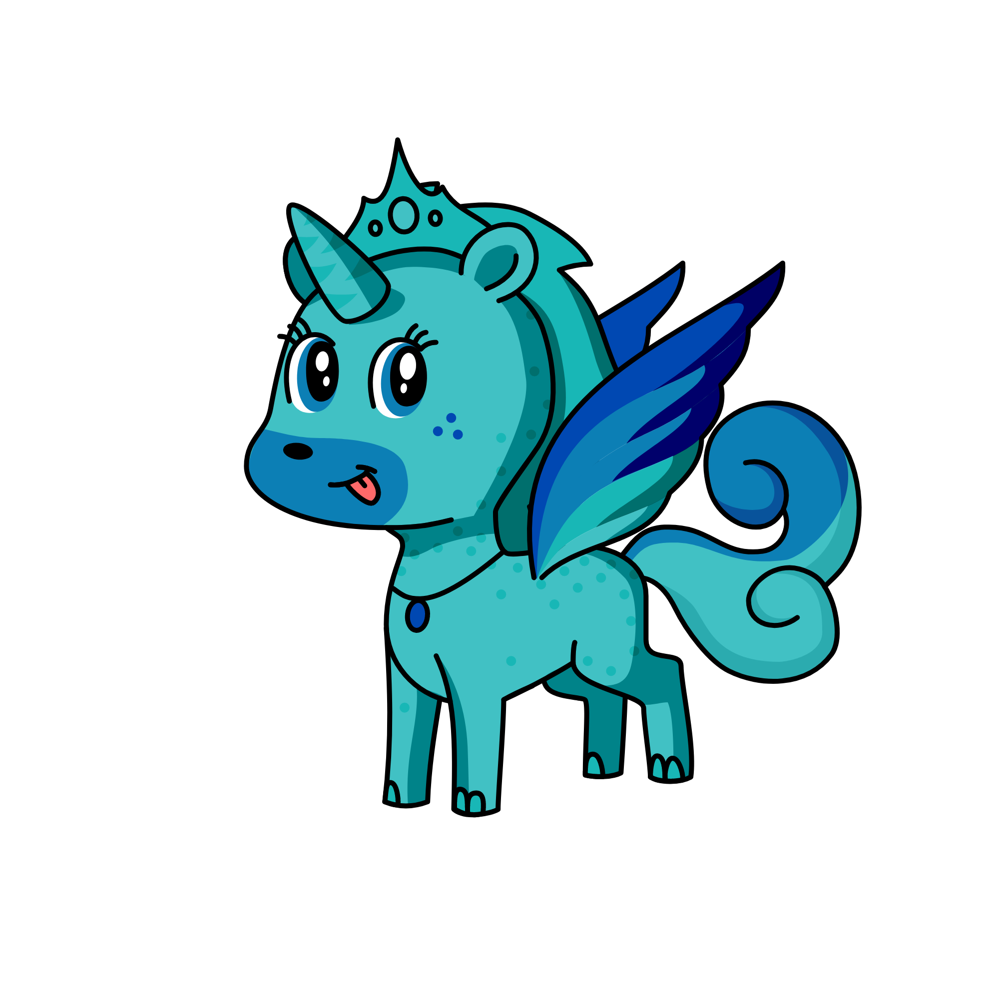 Queen Blue of seacorns, the unicorn
