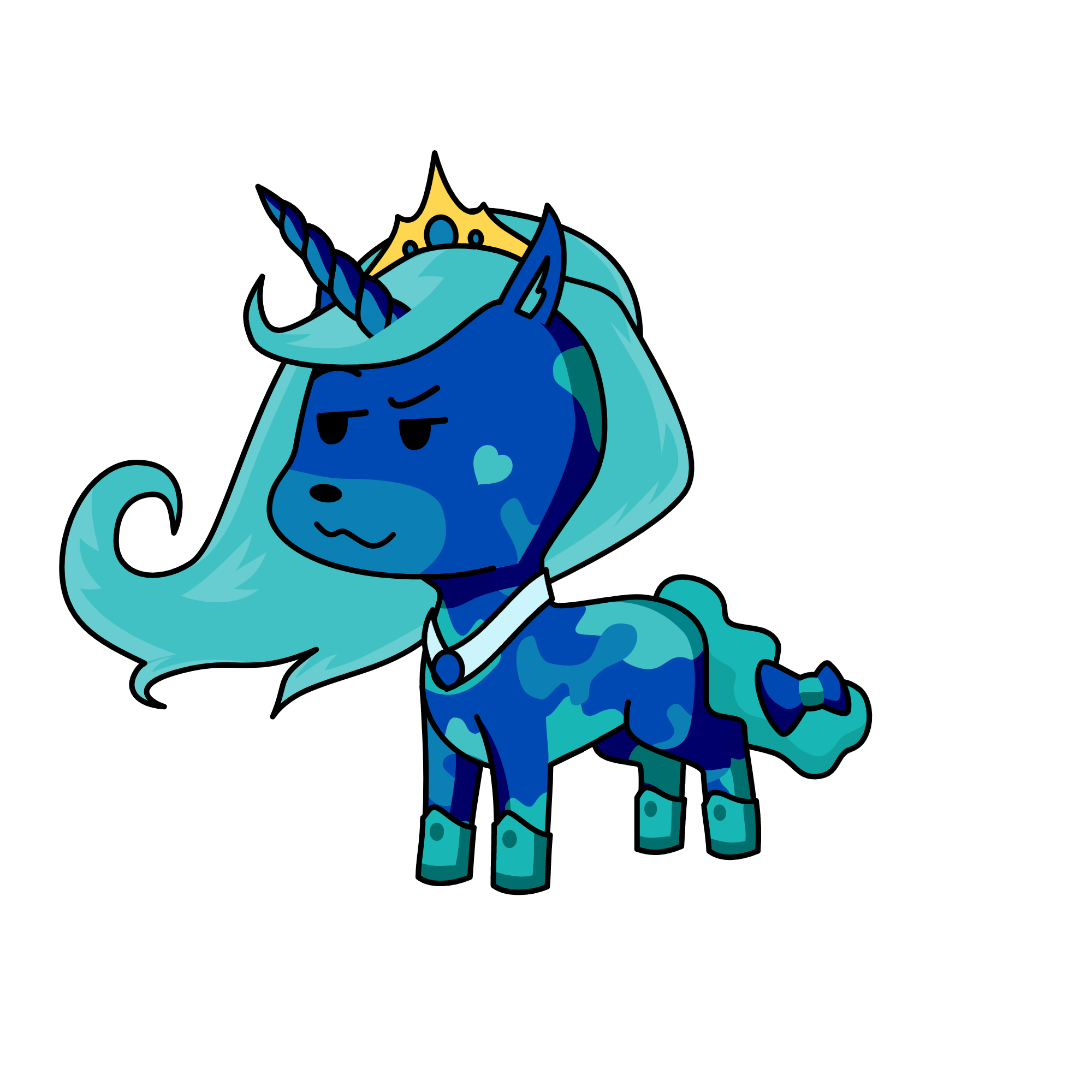 Wi the whate queen, the unicorn