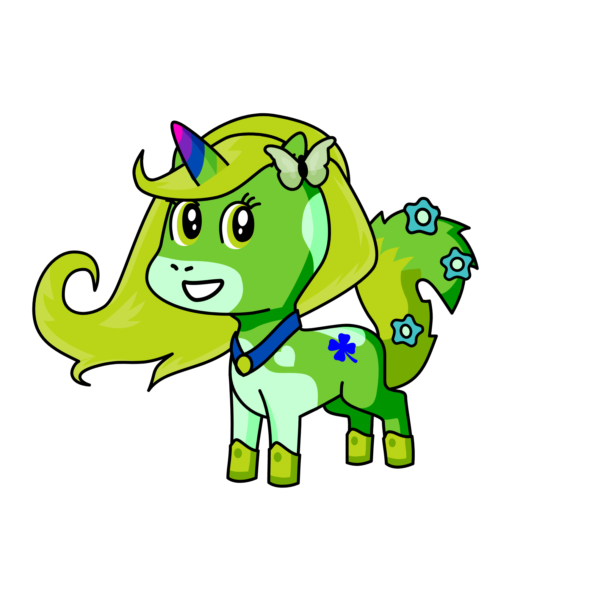Emerald green, the unicorn