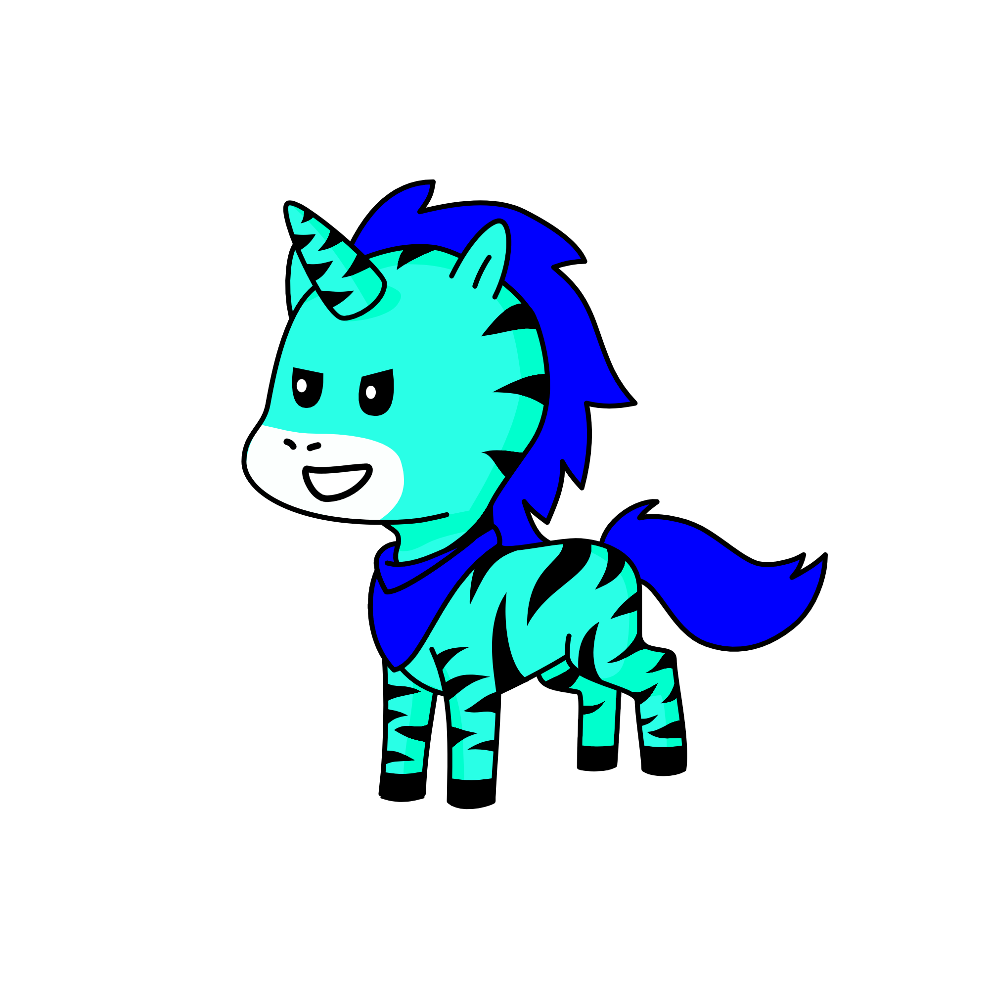 Blue Fluffy, the unicorn