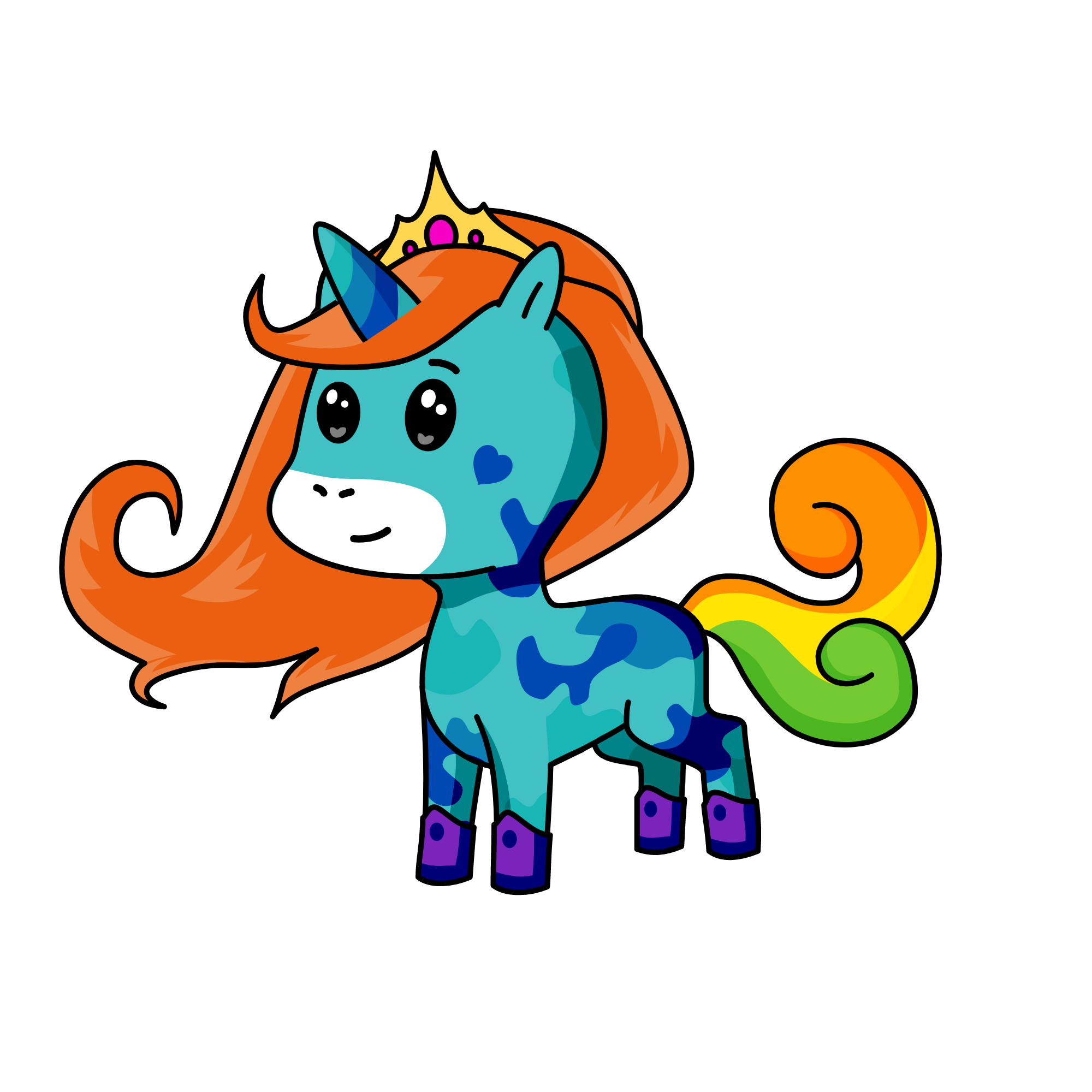 Queen Iris Mary Elizabeth Rainbow (nee Hope) of Candyland 🌈, the unicorn