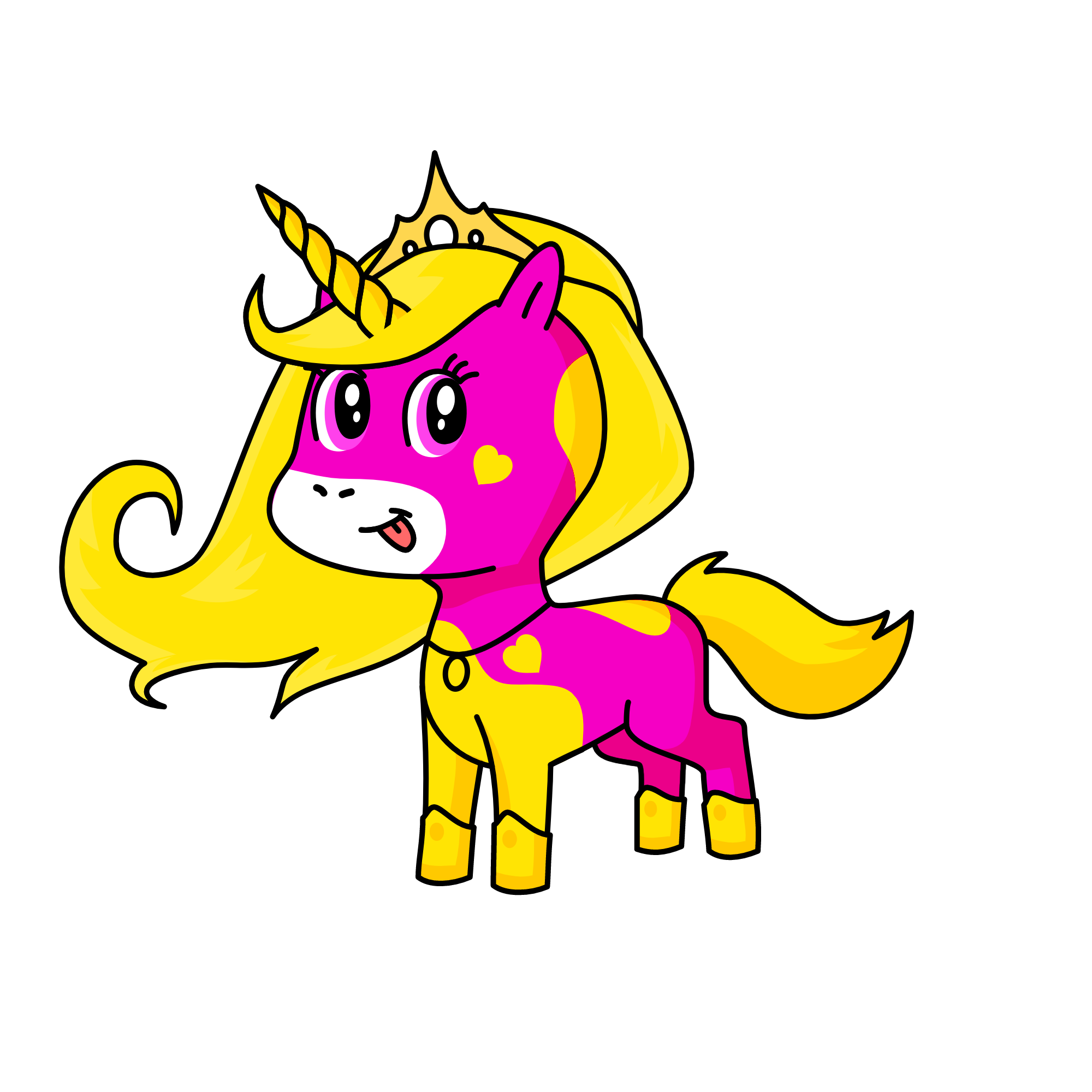 Pink Yellow unicorn, the unicorn