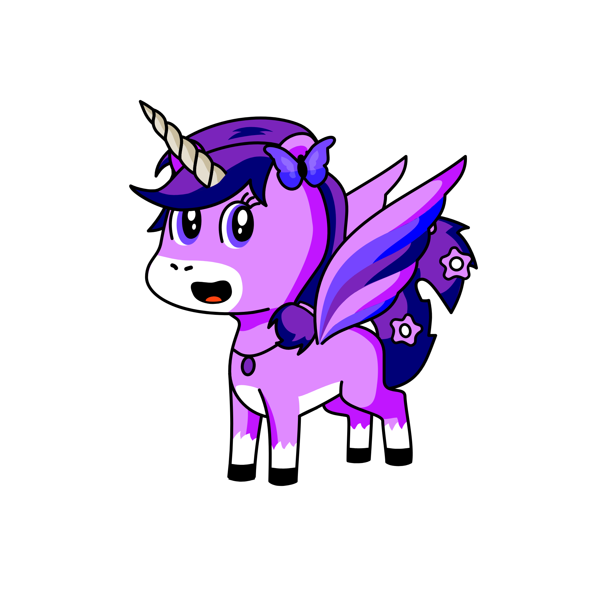 Purple Butterfly, the unicorn
