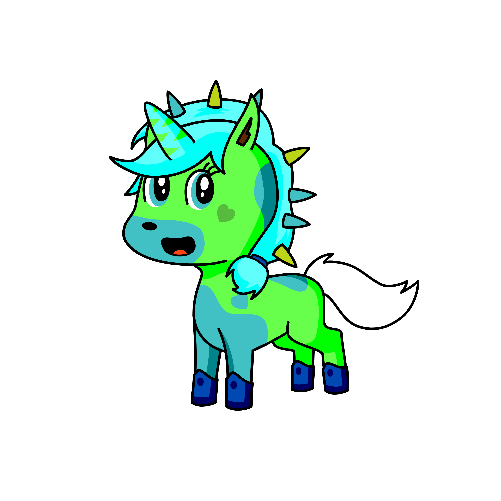 bluey/greeny, the unicorn
