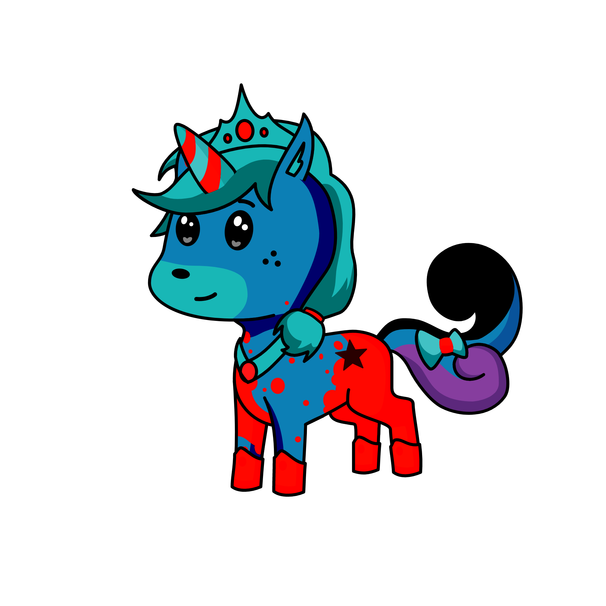 Qeen Red & Blue , the unicorn