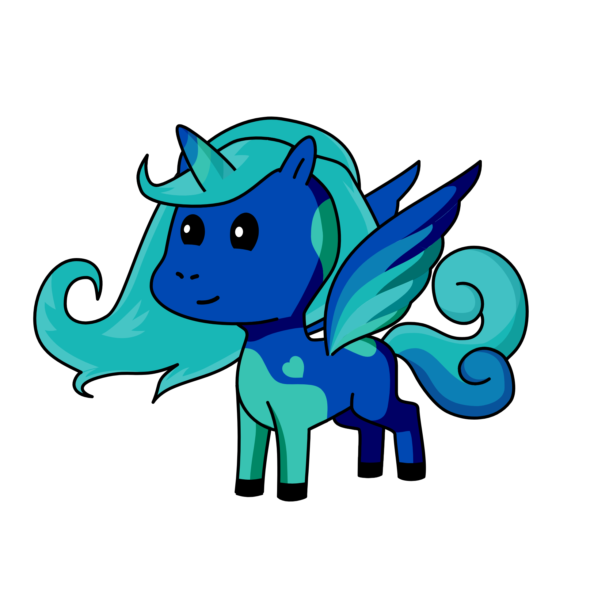 Blue :), the unicorn