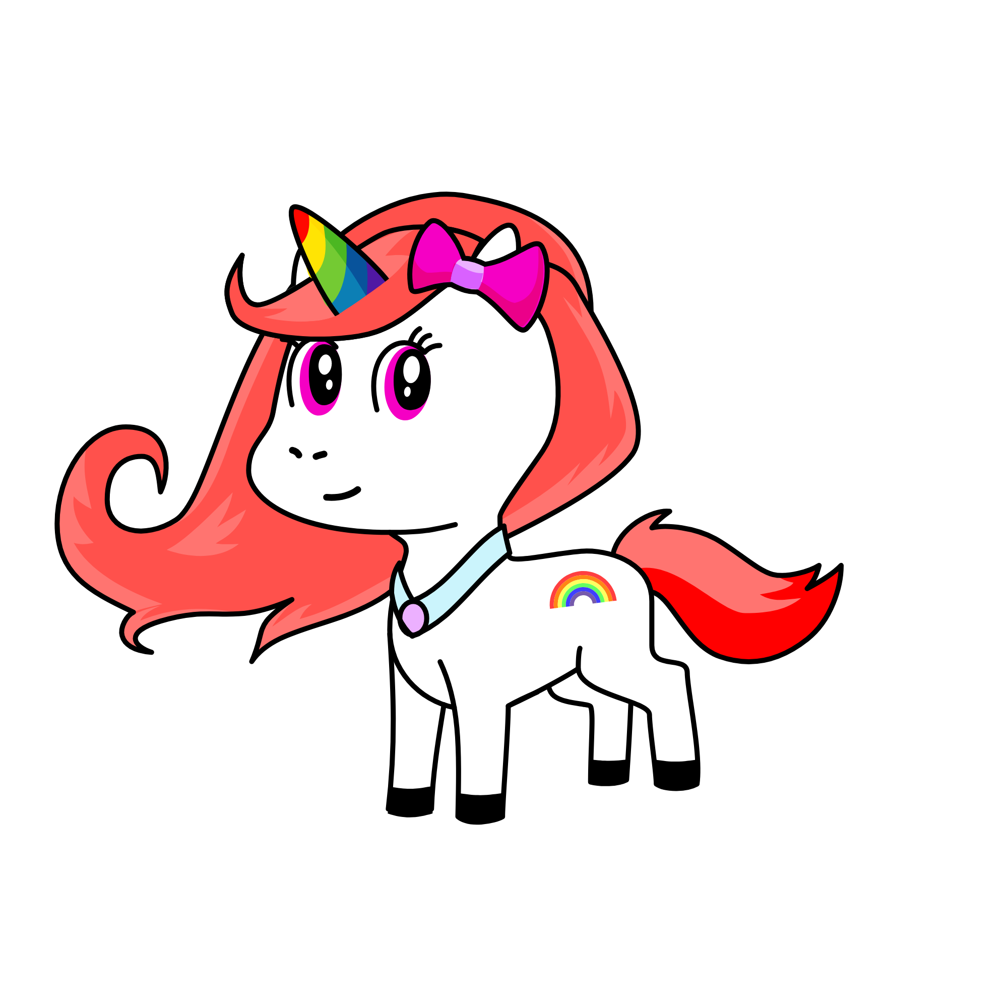 Rainbow girl, the unicorn