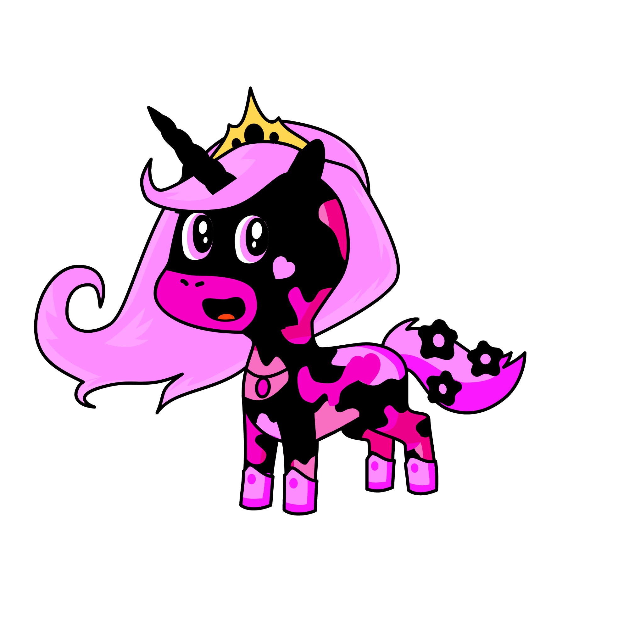 Black sparkle Pink, the unicorn