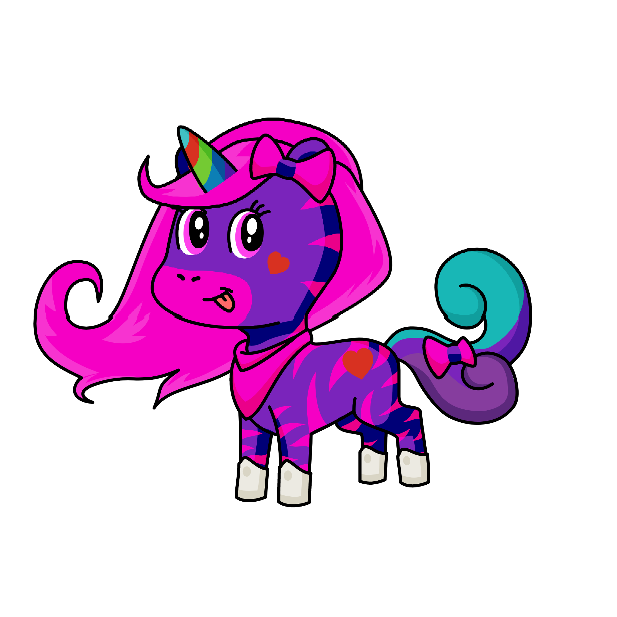 Sparkly butt Mia, the unicorn