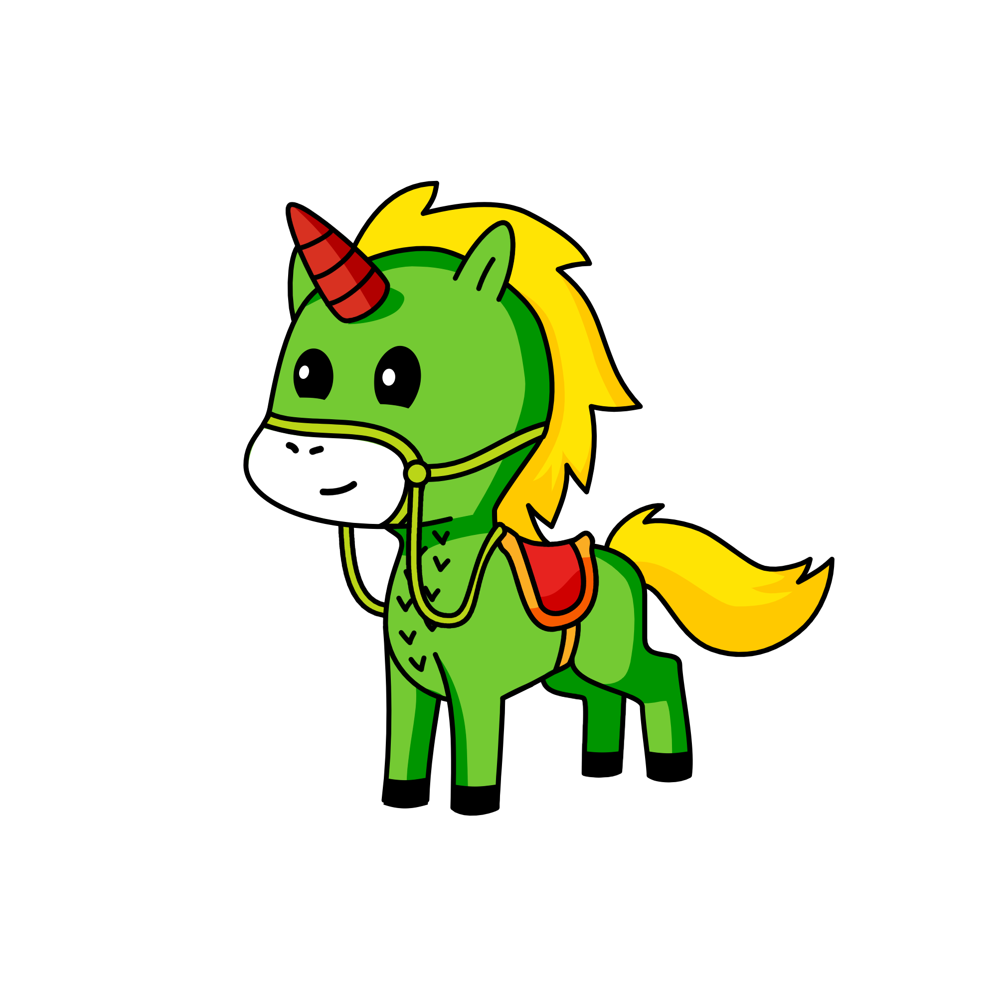 Green, the unicorn