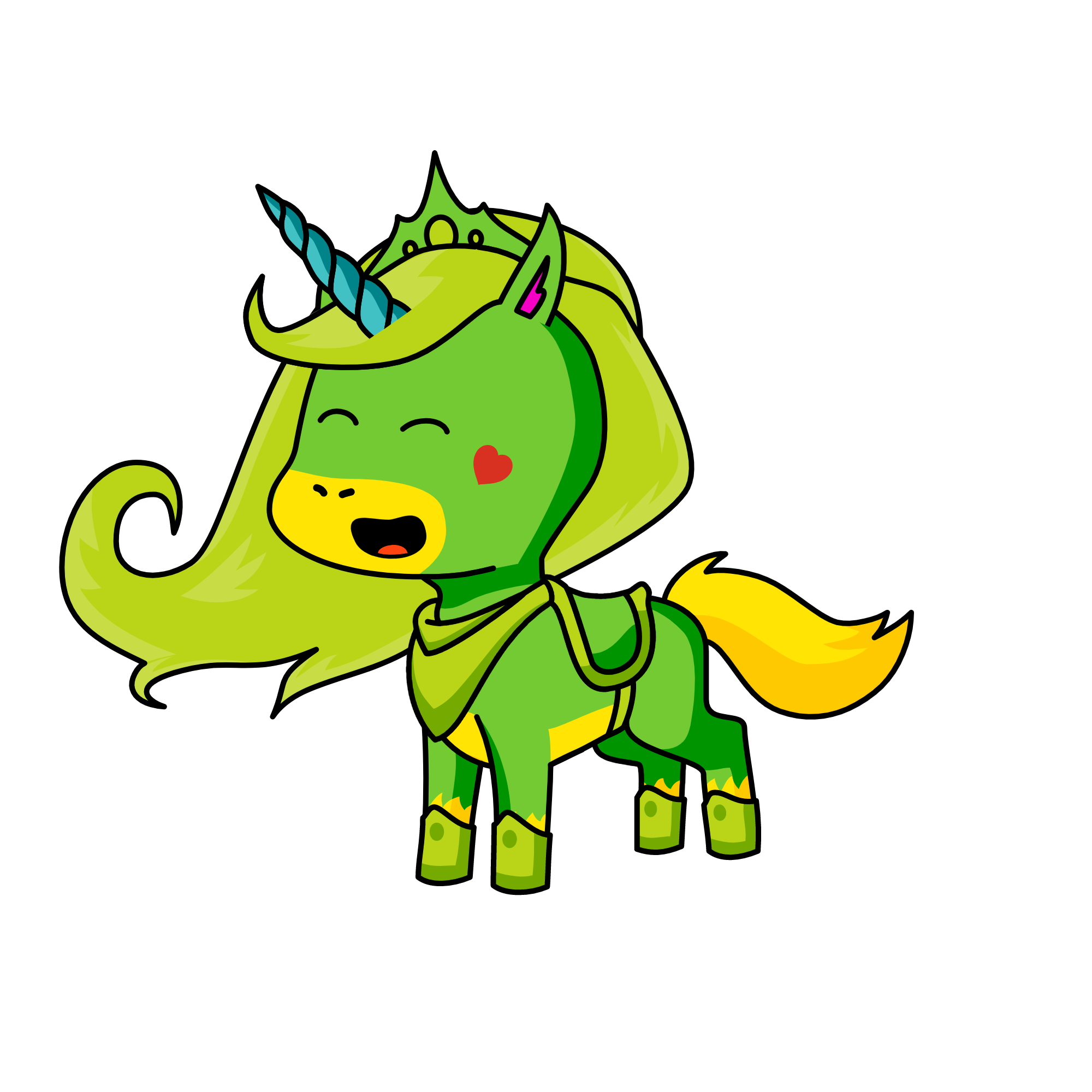 Green, the unicorn