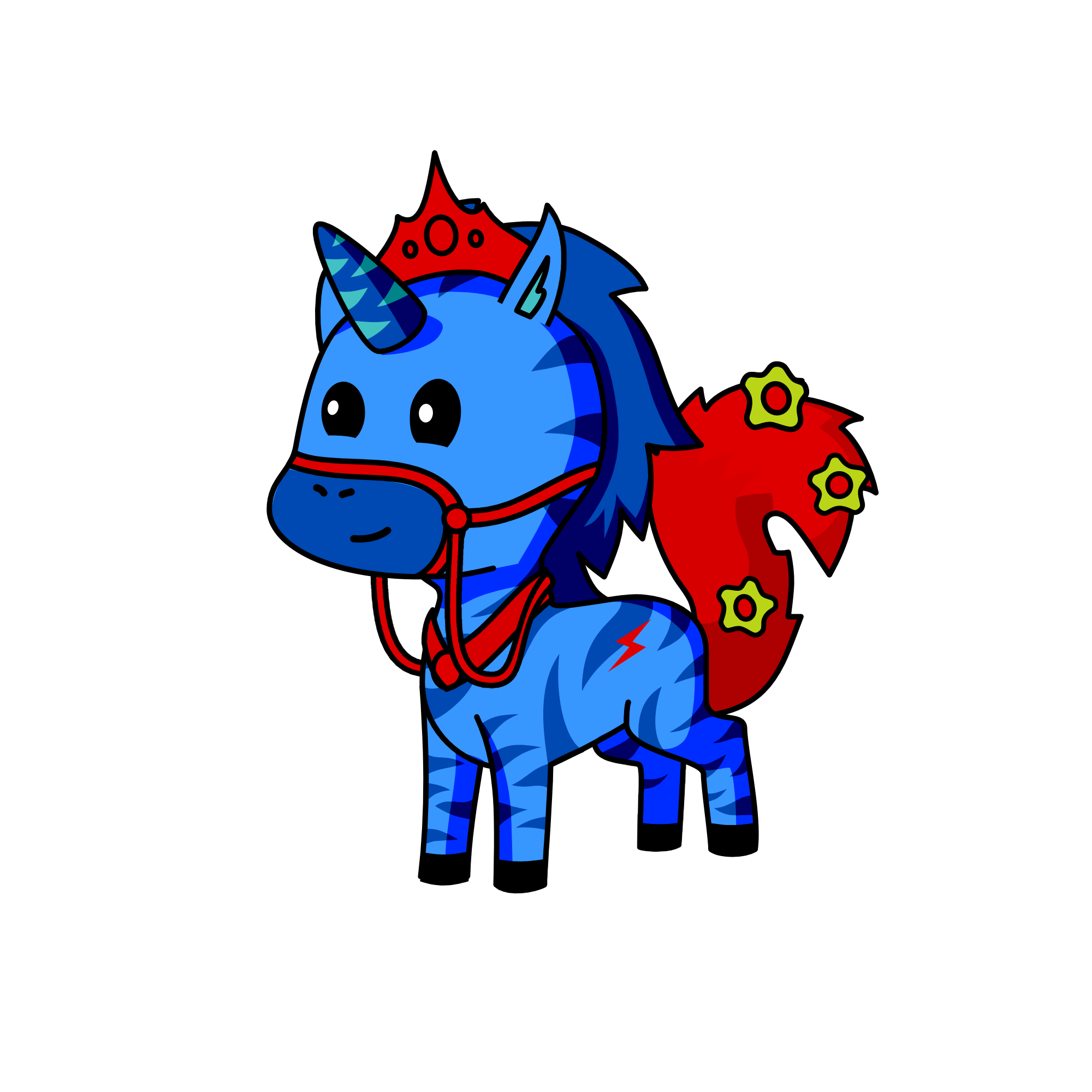 Unicornio Tigre Azul oscuro, the unicorn