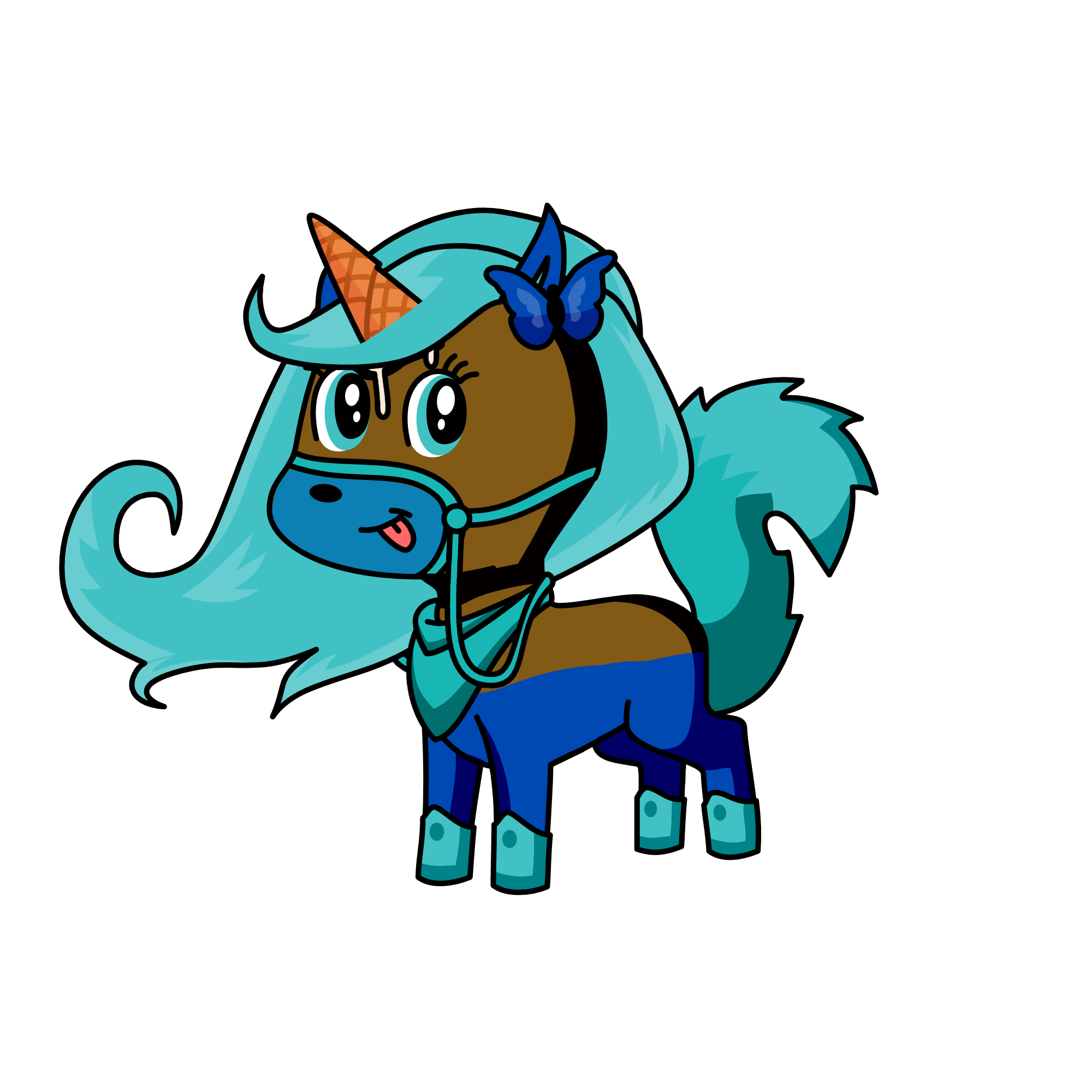 Blue ice cream with syrup, the unicorn
