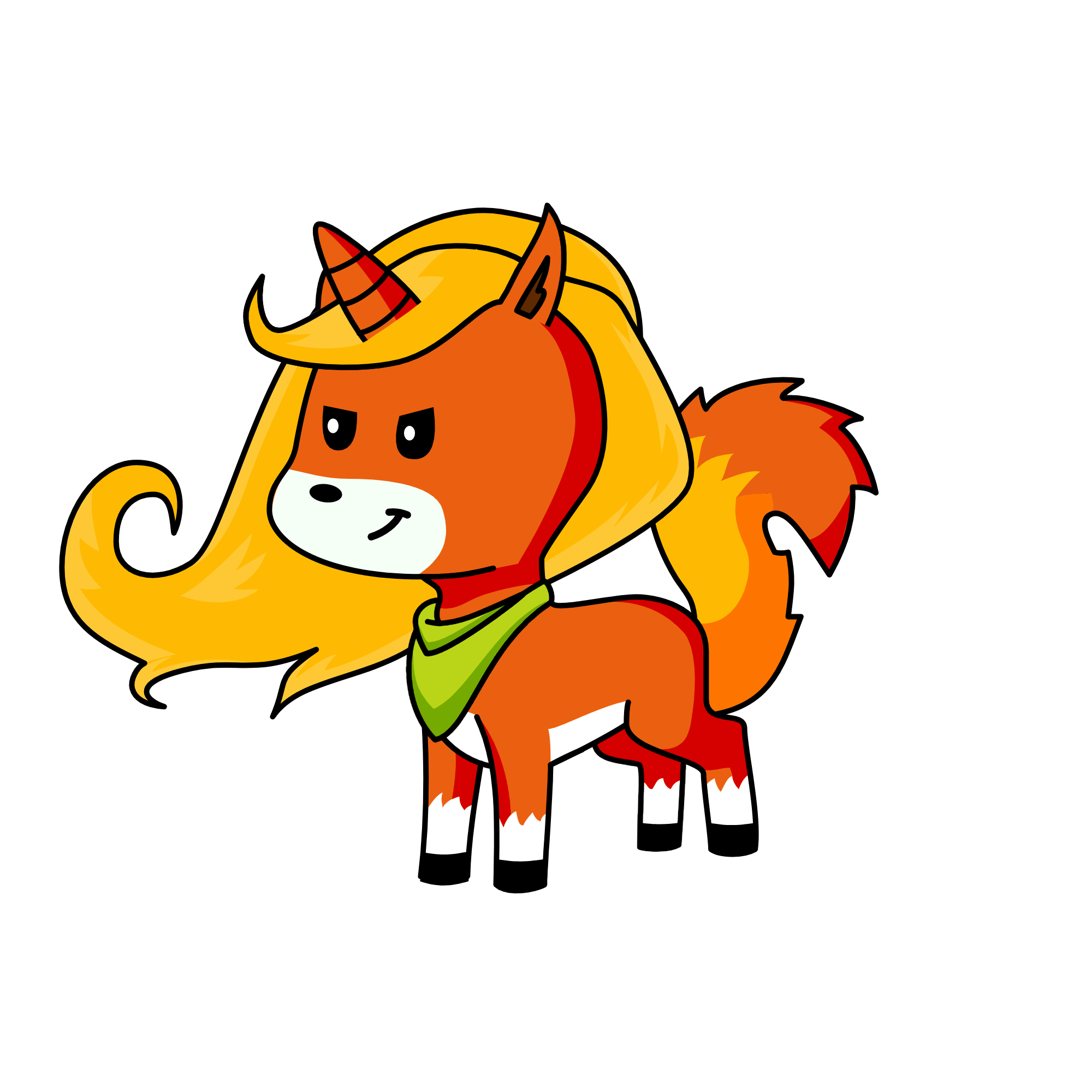 Flame fox, the unicorn