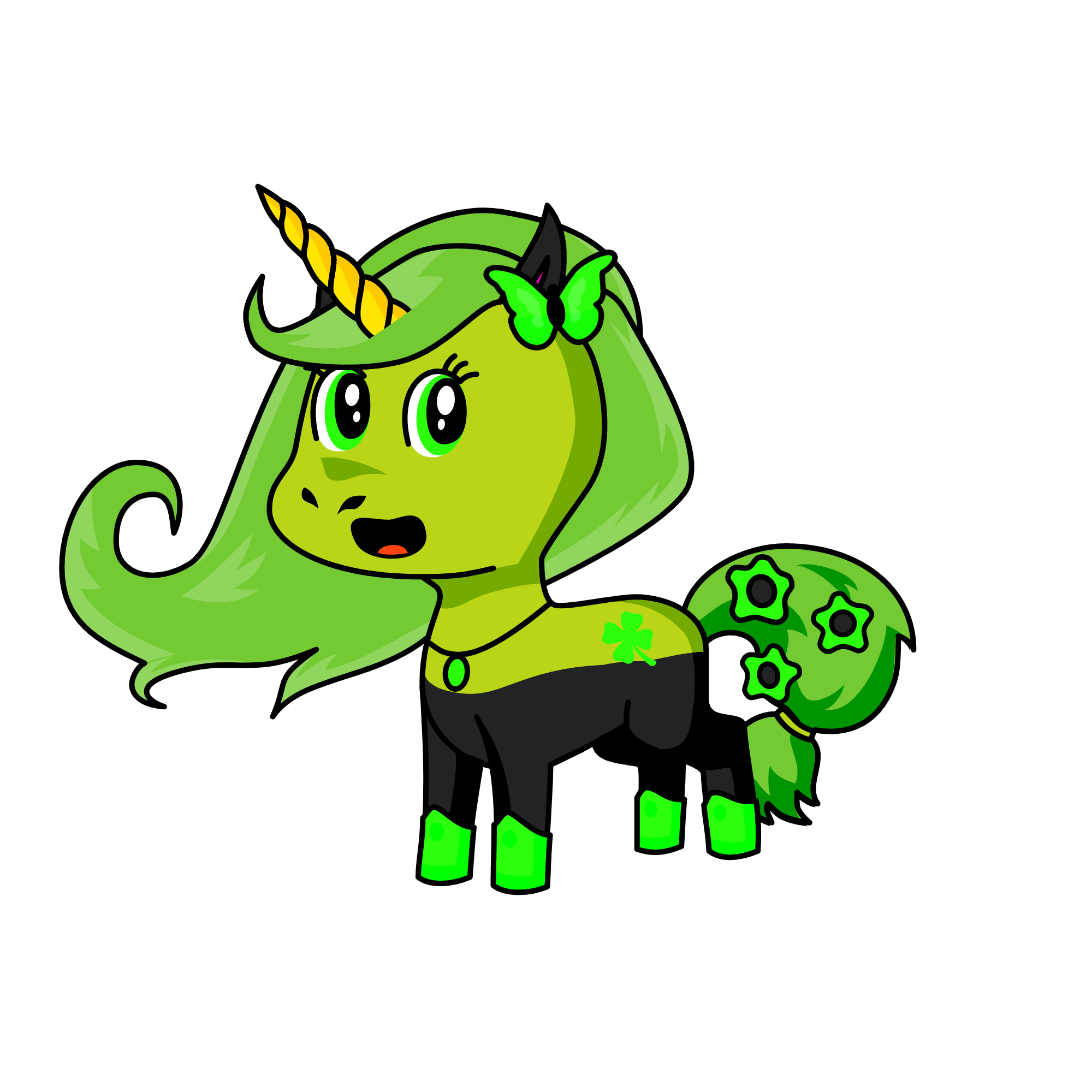 Greenie, the unicorn