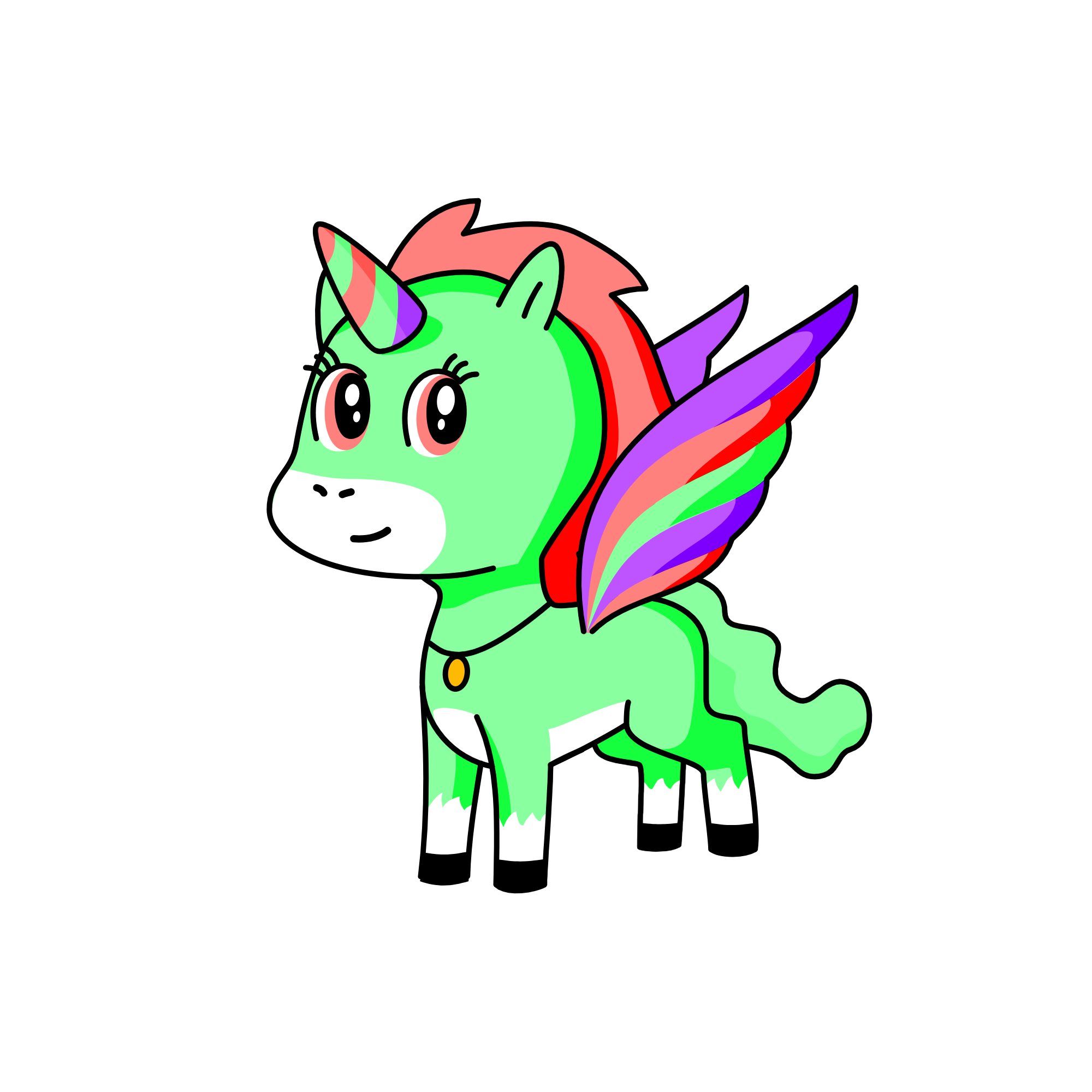 green red purple , the unicorn