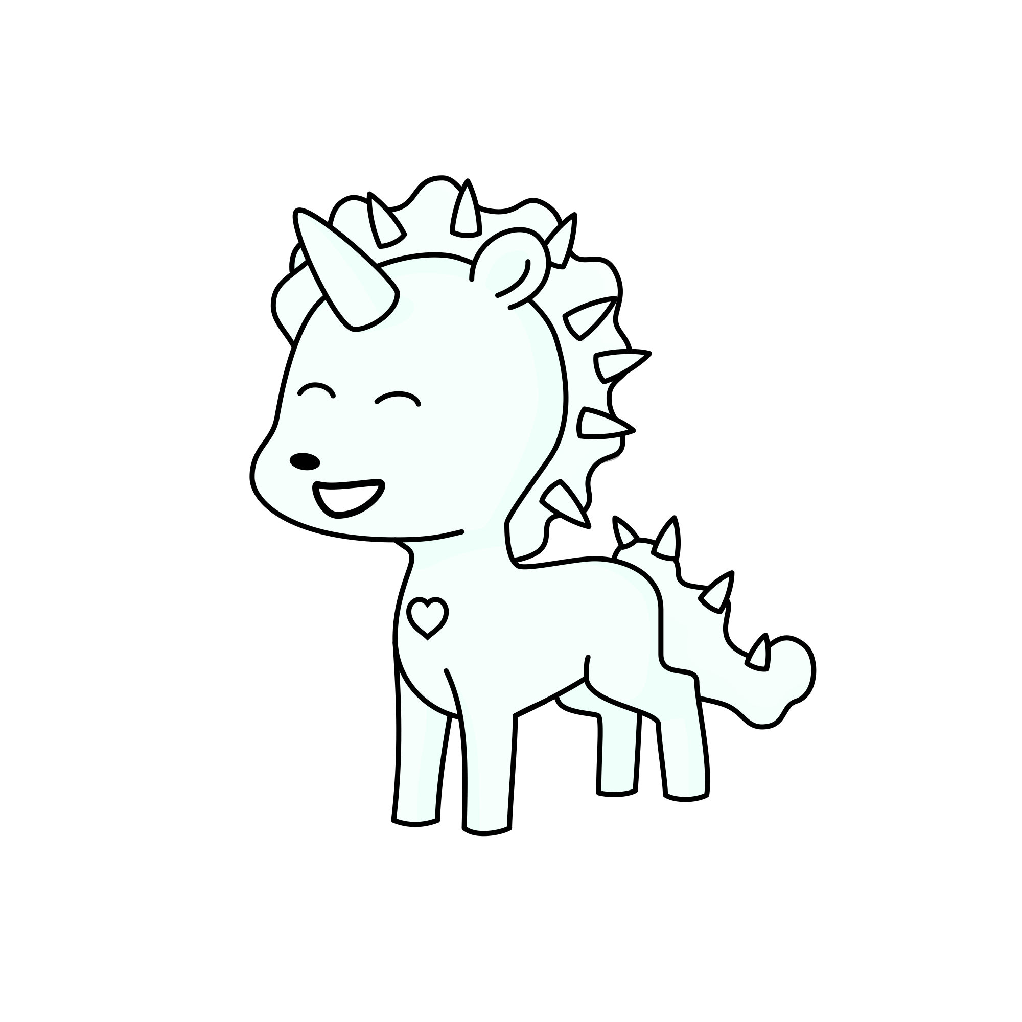 A large white blob, the unicorn
