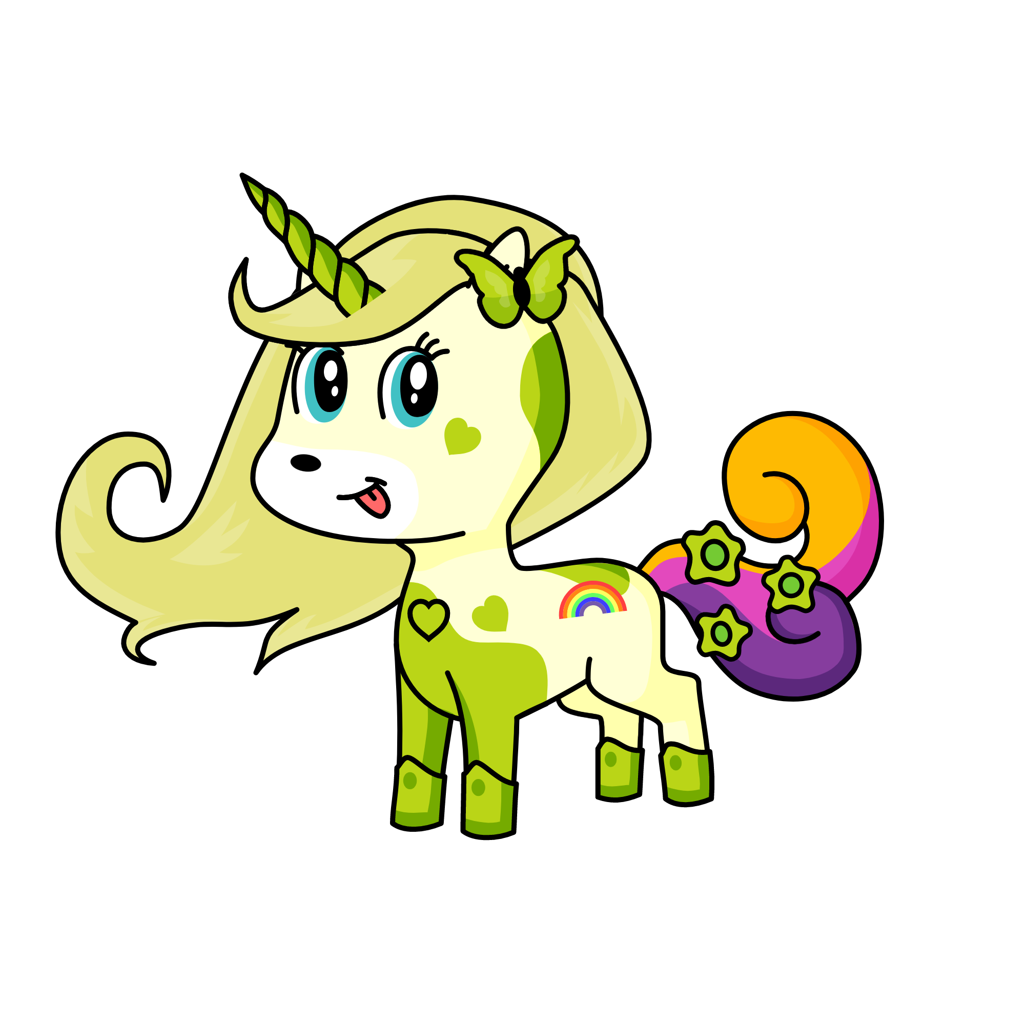 Greenie, the unicorn
