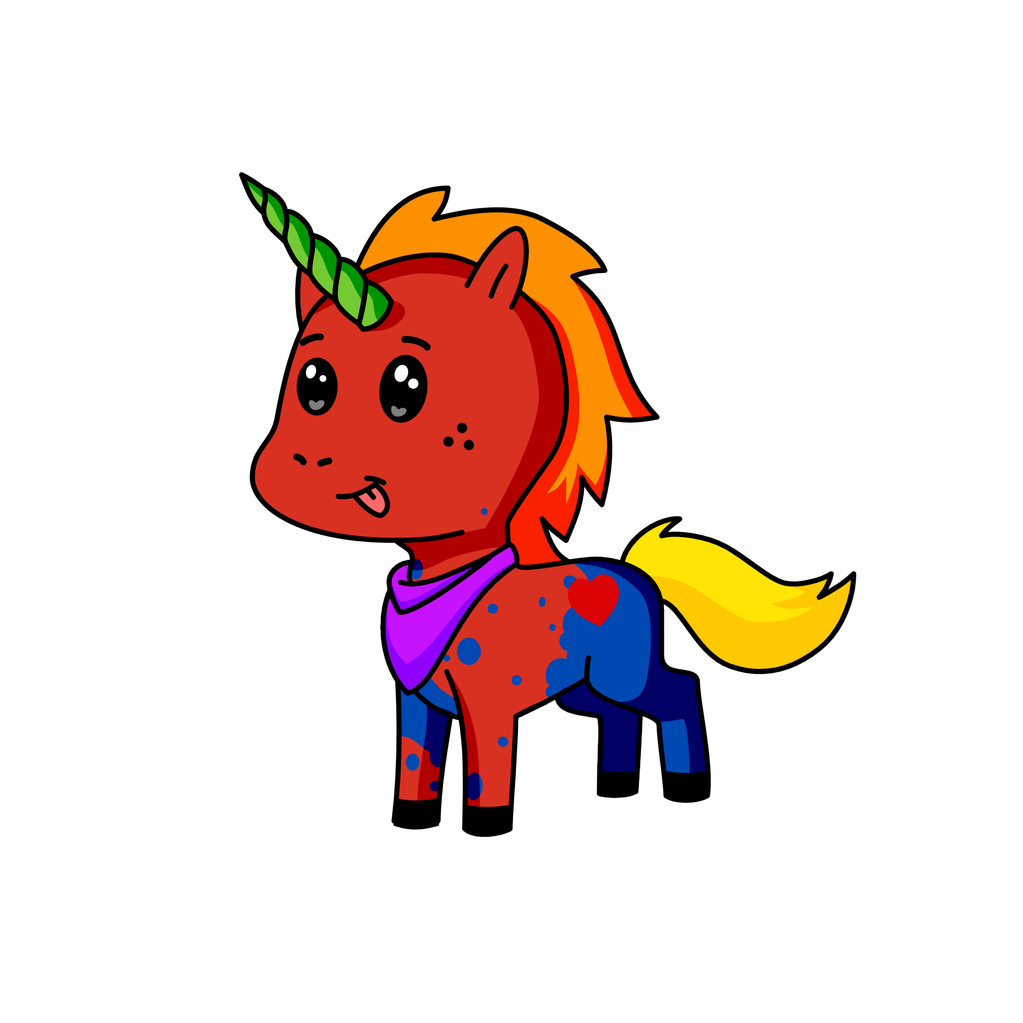 rainbow :), the unicorn