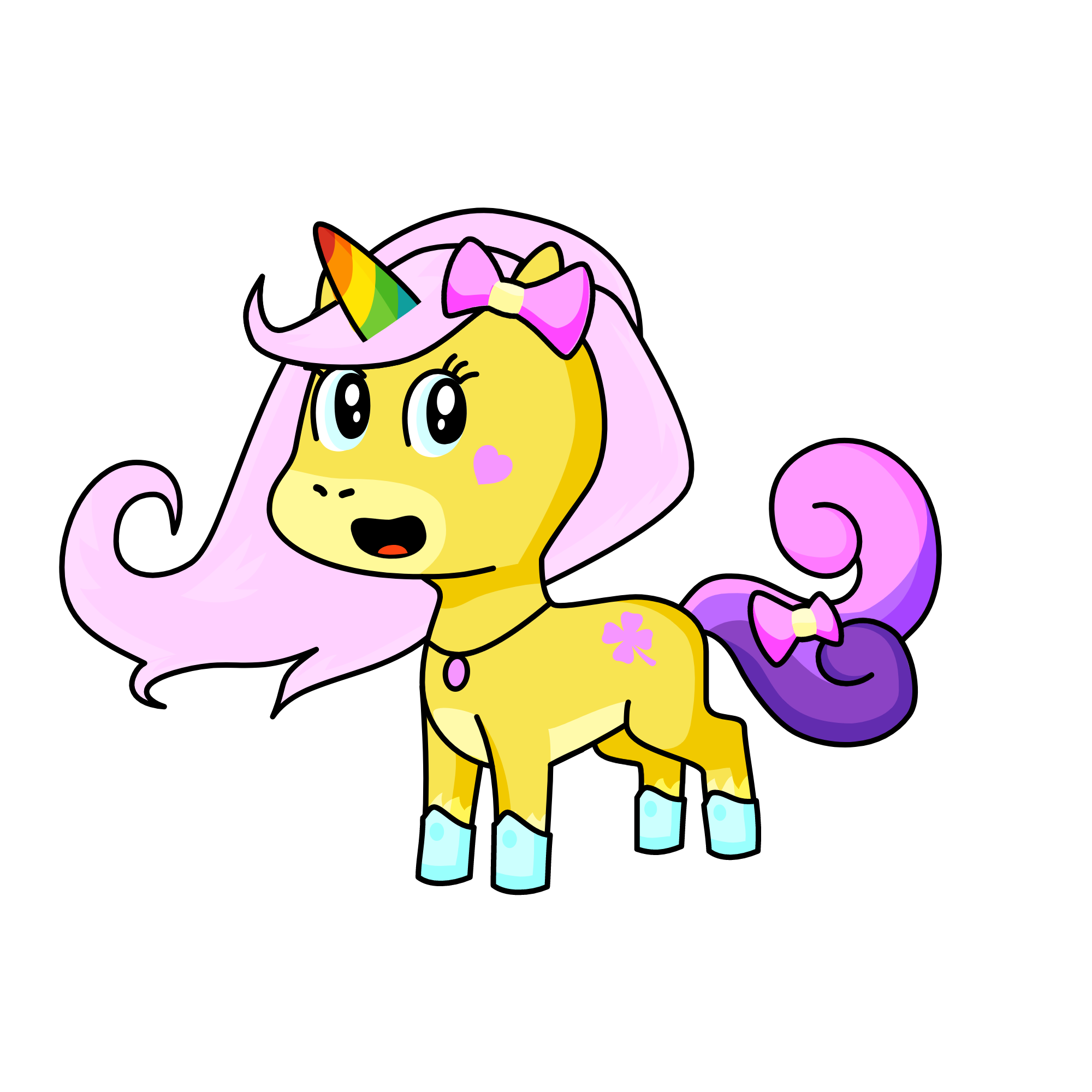ribbon pony tail, the unicorn