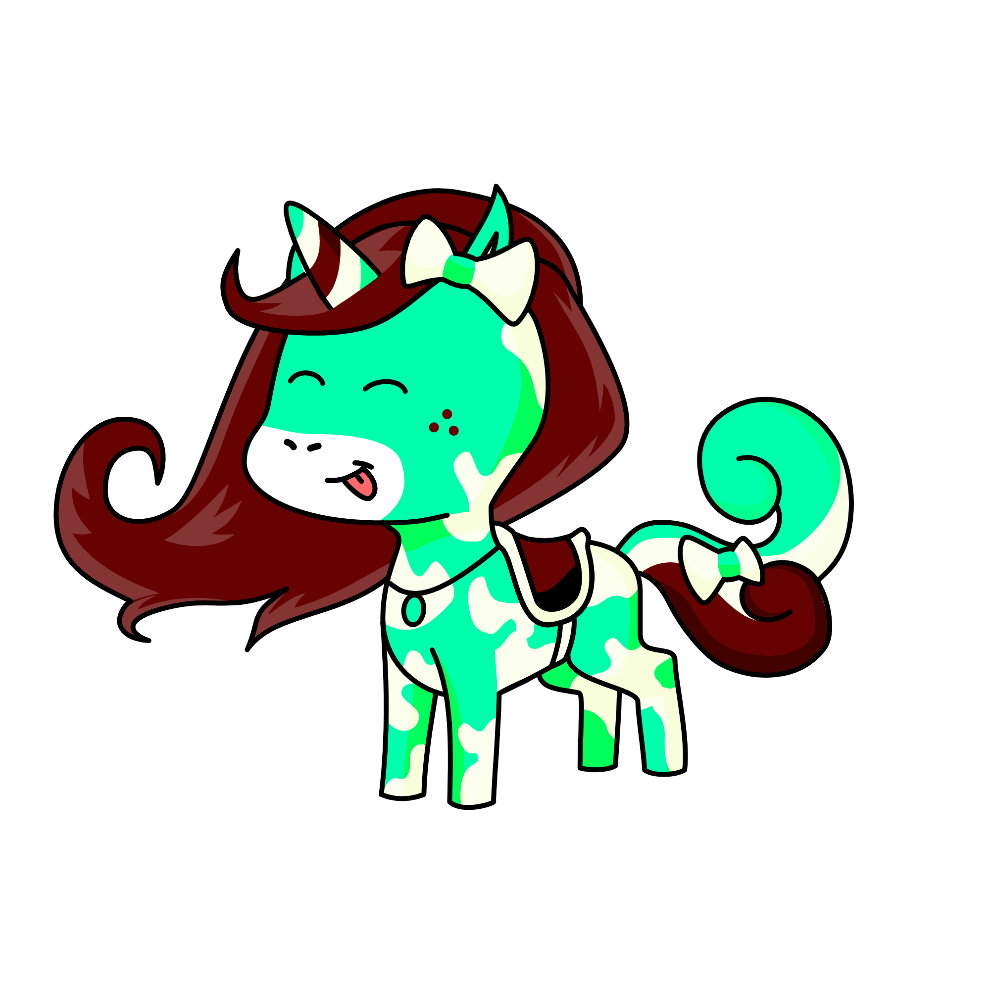 Mint,white,dark choc., the unicorn