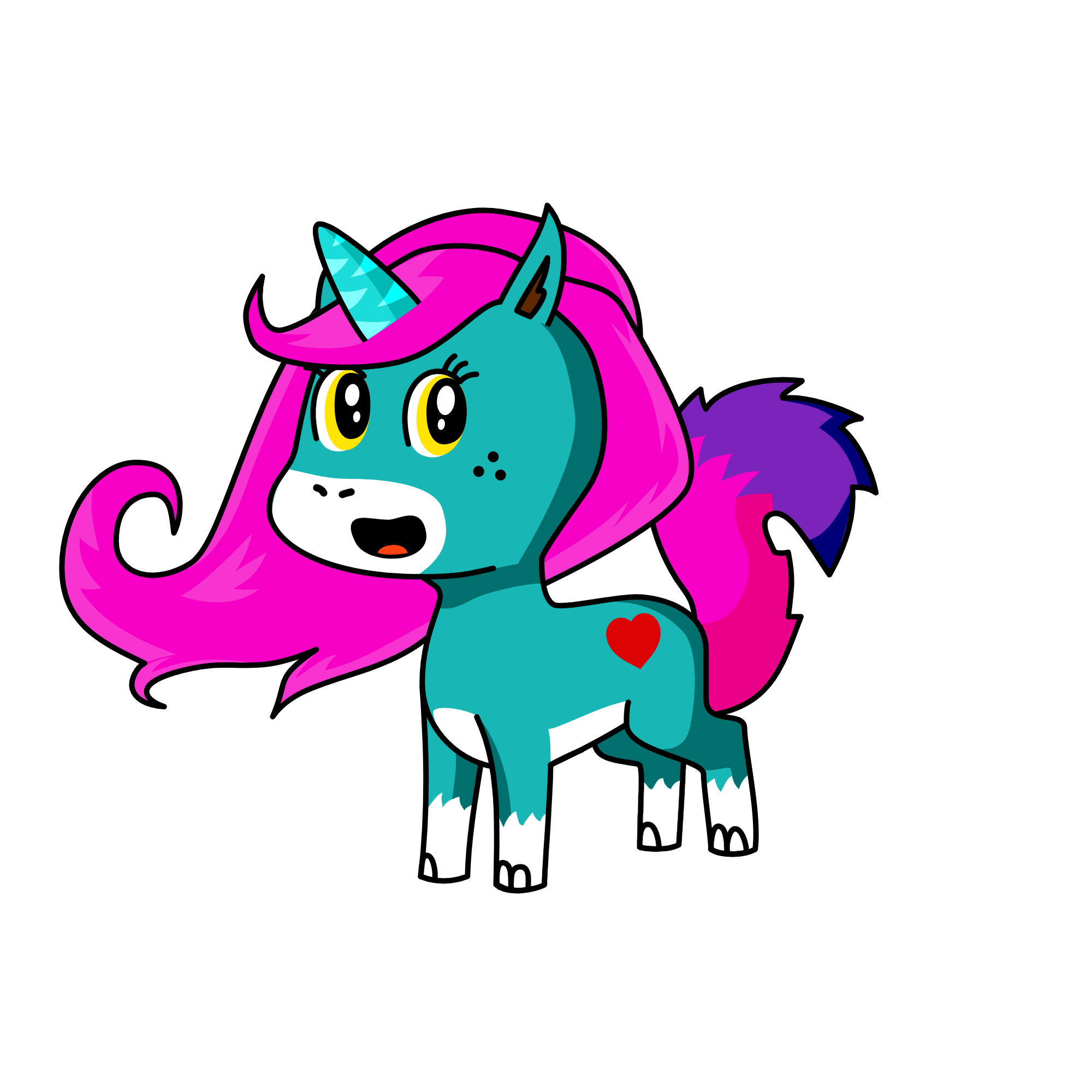 Lisa the party animal wolf, the unicorn