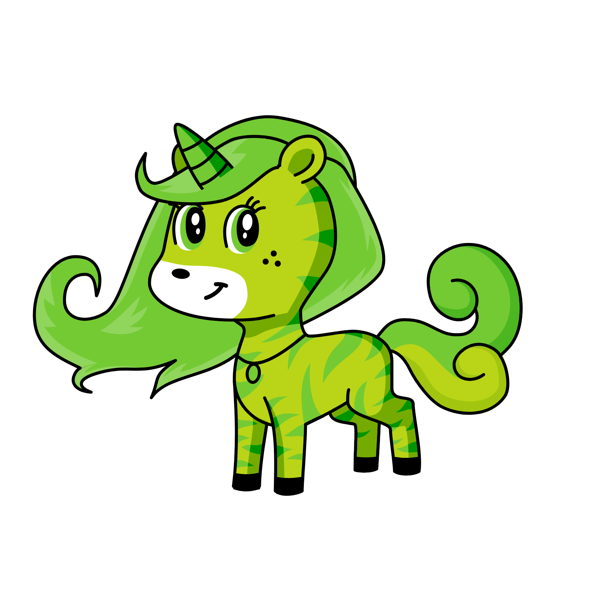 green, the unicorn
